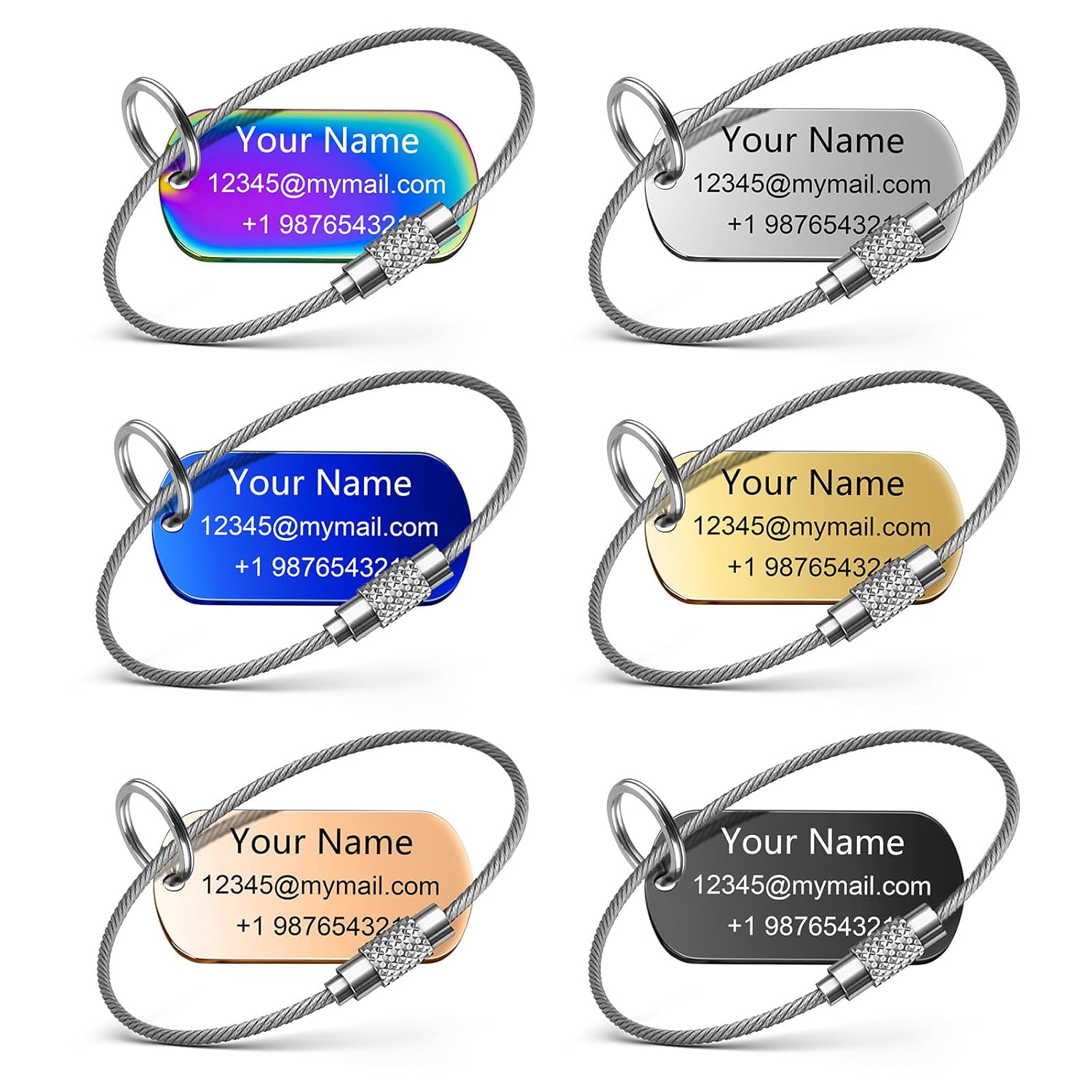 4 Pack Personalized Luggage Tags for Suitcases and Backpacks – Stainless Steel Metal Unique Custom Traval Bag Name Tags for Kids, Women, Luggage,