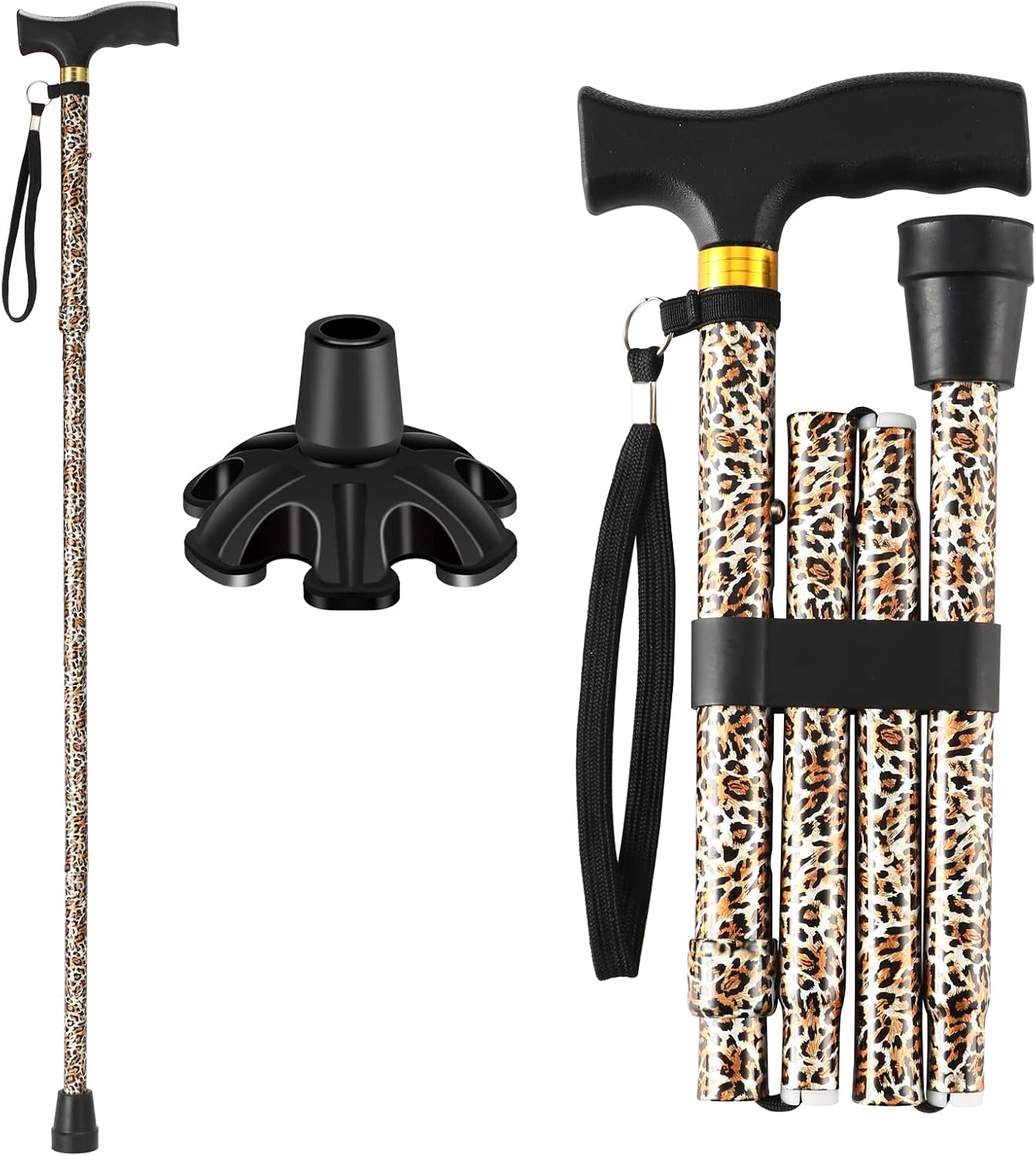 Walking Cane LIXIANG Cane para hombremujer  Ayuda para la movilidad y la vida diaria  Bastón plegable de 5 niveles de altura ajustable  Cómodo