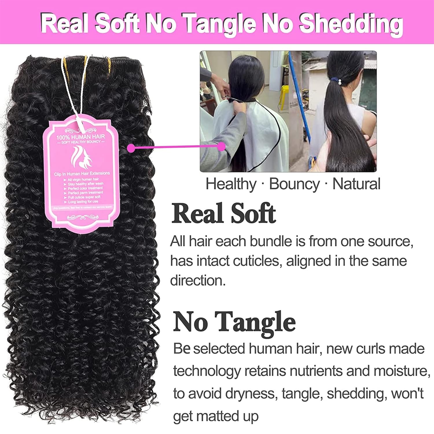 Extensiones de cabello humano rizado con clip, extensiones de cabello humano rizado de 22 pulgadas, extensiones de cabello humano con clip para