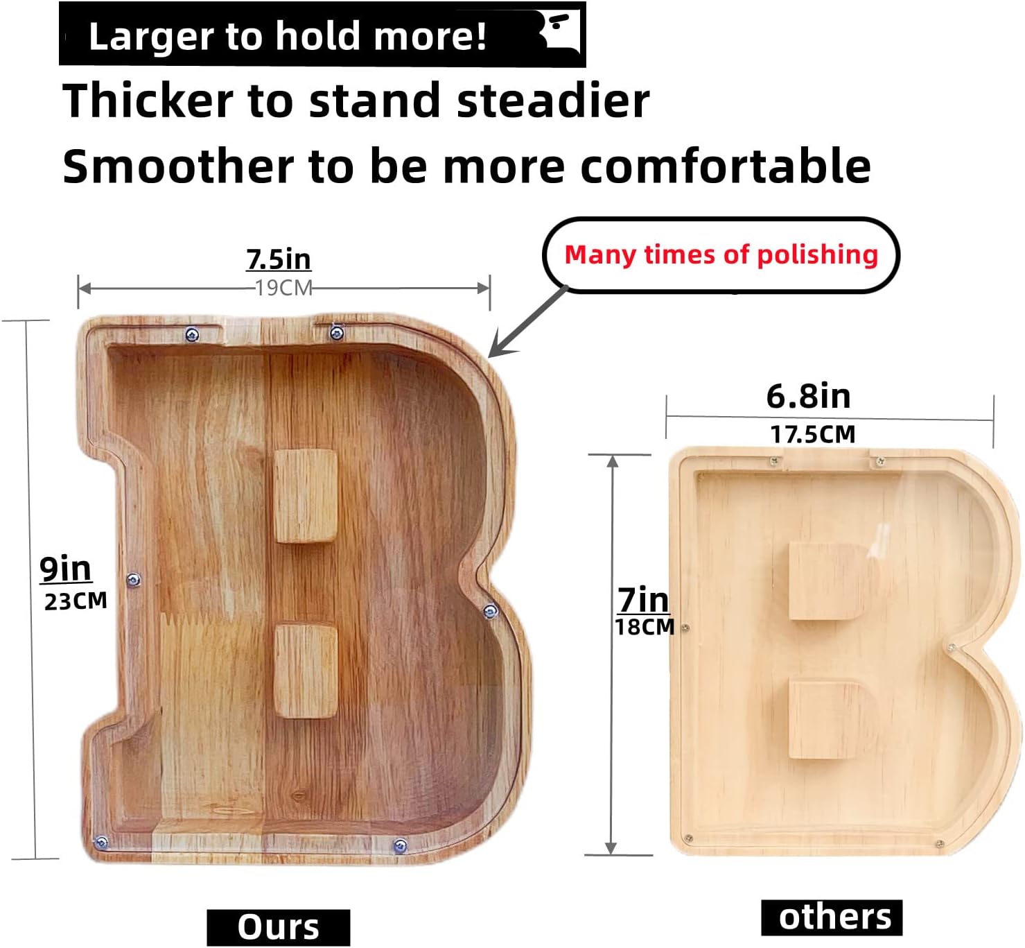Alcancía grande de madera para niños y niñas, 26 letras de dinero, con nombre personalizado, transparente, ahorro, perfecto para Navidad, regalo de