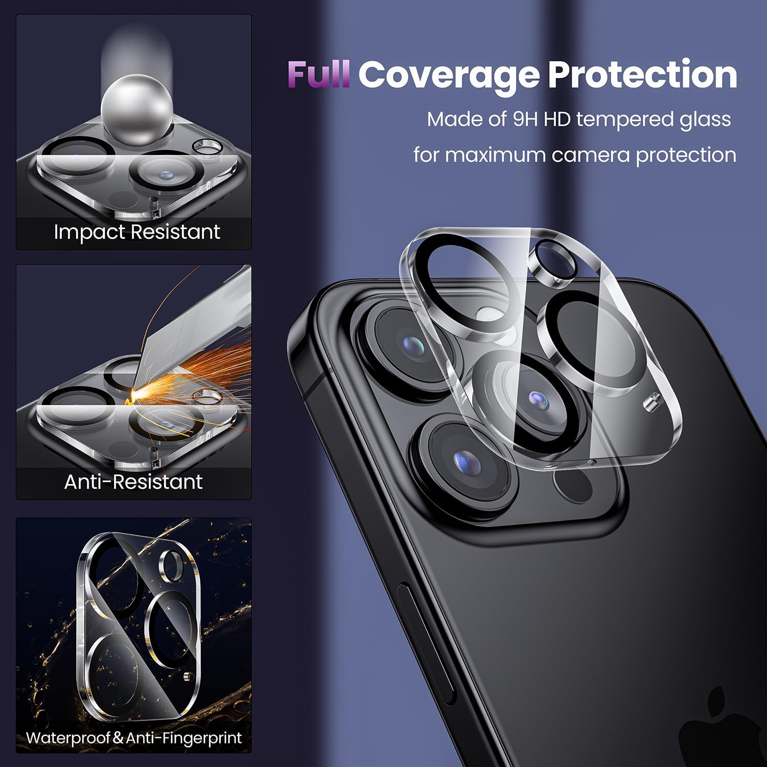 Protector de lente de cámara para iPhone 15 Pro MaxiPhone 15 Pro, modo de disparo nocturno compatible con fundas resistente a los arañazos Protector