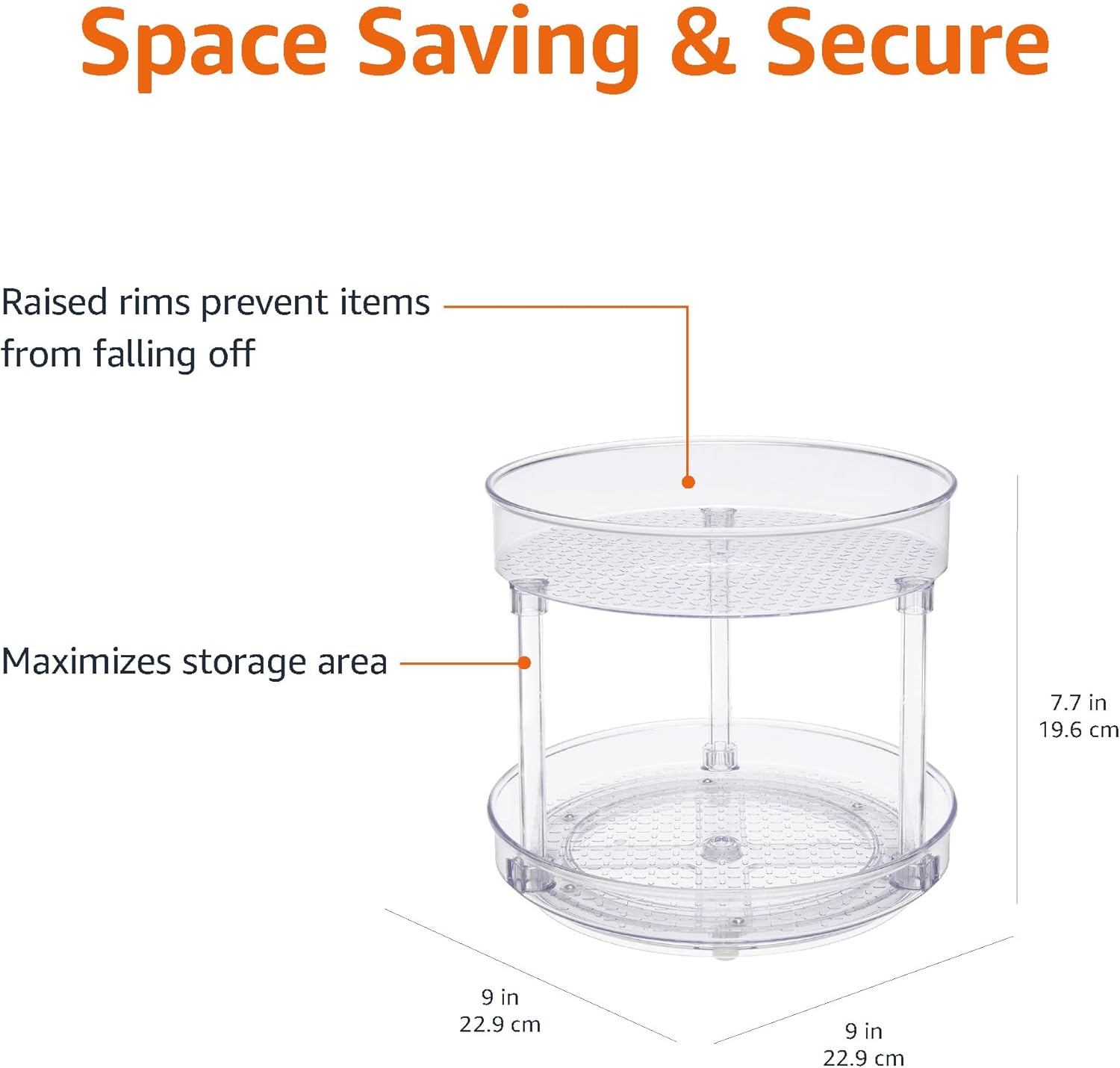 Tienda Basics Organizador de tocadiscos Lazy Susan transparente de 2 niveles, 9 pulgadas