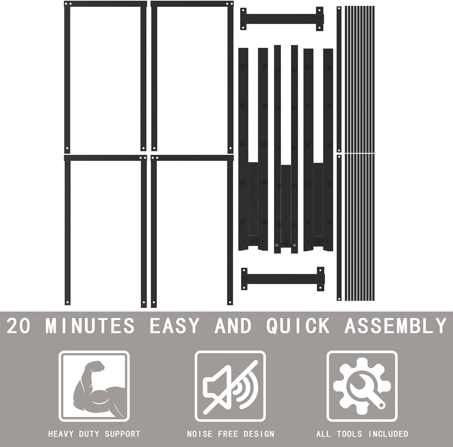 16 Inch King Bed Frame, No Box Spring Needed, Heavy Duty Metal Platform King Size Bed Frame, Strong Steel Slats Support, Noise Free, Easy Assembly,