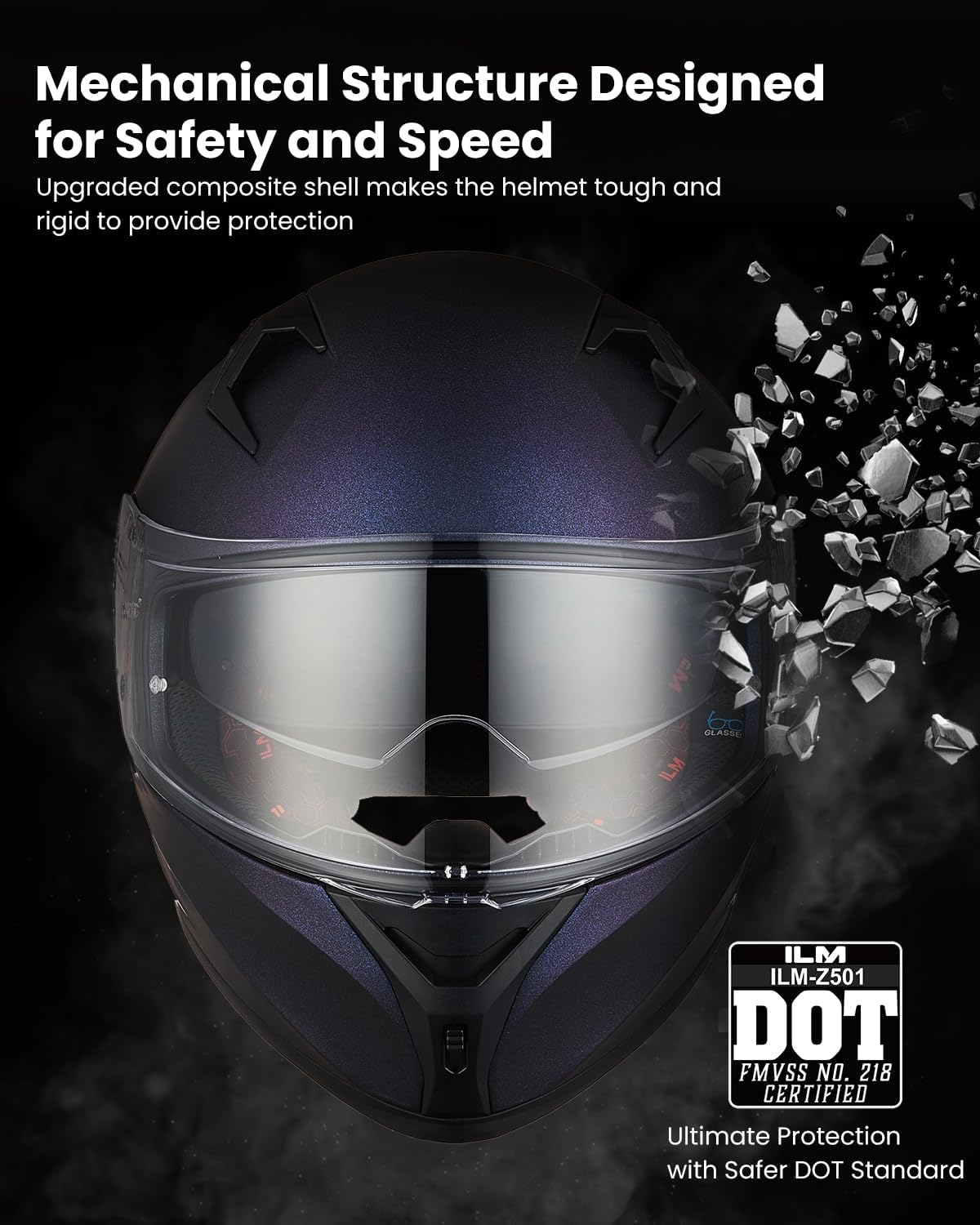 ILM Casco de motocicleta de cara completa con Pinlock compatible con viseras y aletas transparentes y tintadas, casco de motocross para bicicleta de