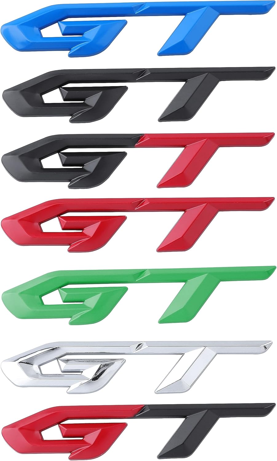 Paquete de 2 calcomanías de aleación de aluminio 3D con emblema de metal GT para decoración para autos, camiones, SUV (negro)