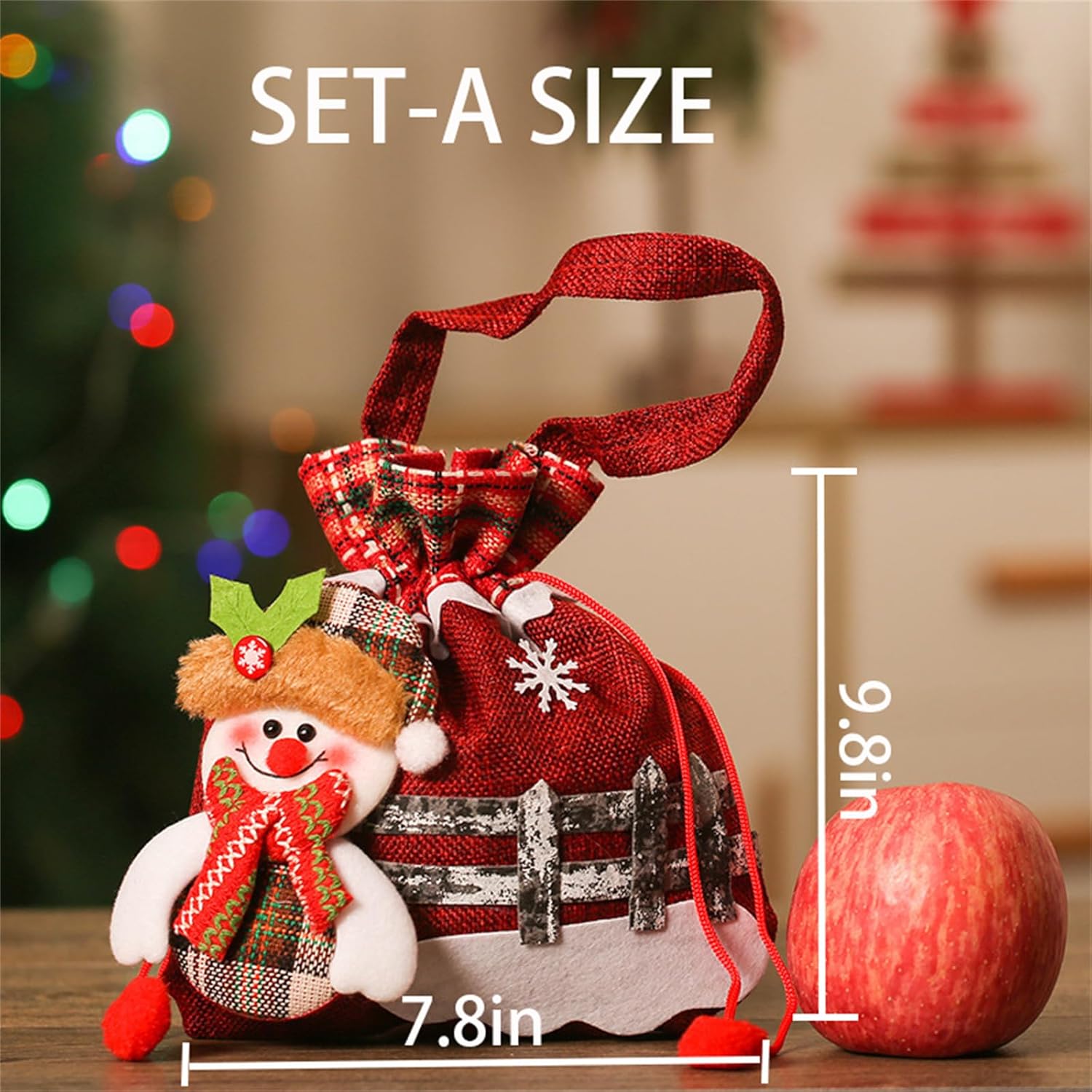 LONGLUAN Bolsas de regalo de Navidad, bolsas de Navidad con cordón de Papá Noel, bolsas de regalo de Navidad con cordón, cajas de Navidad para