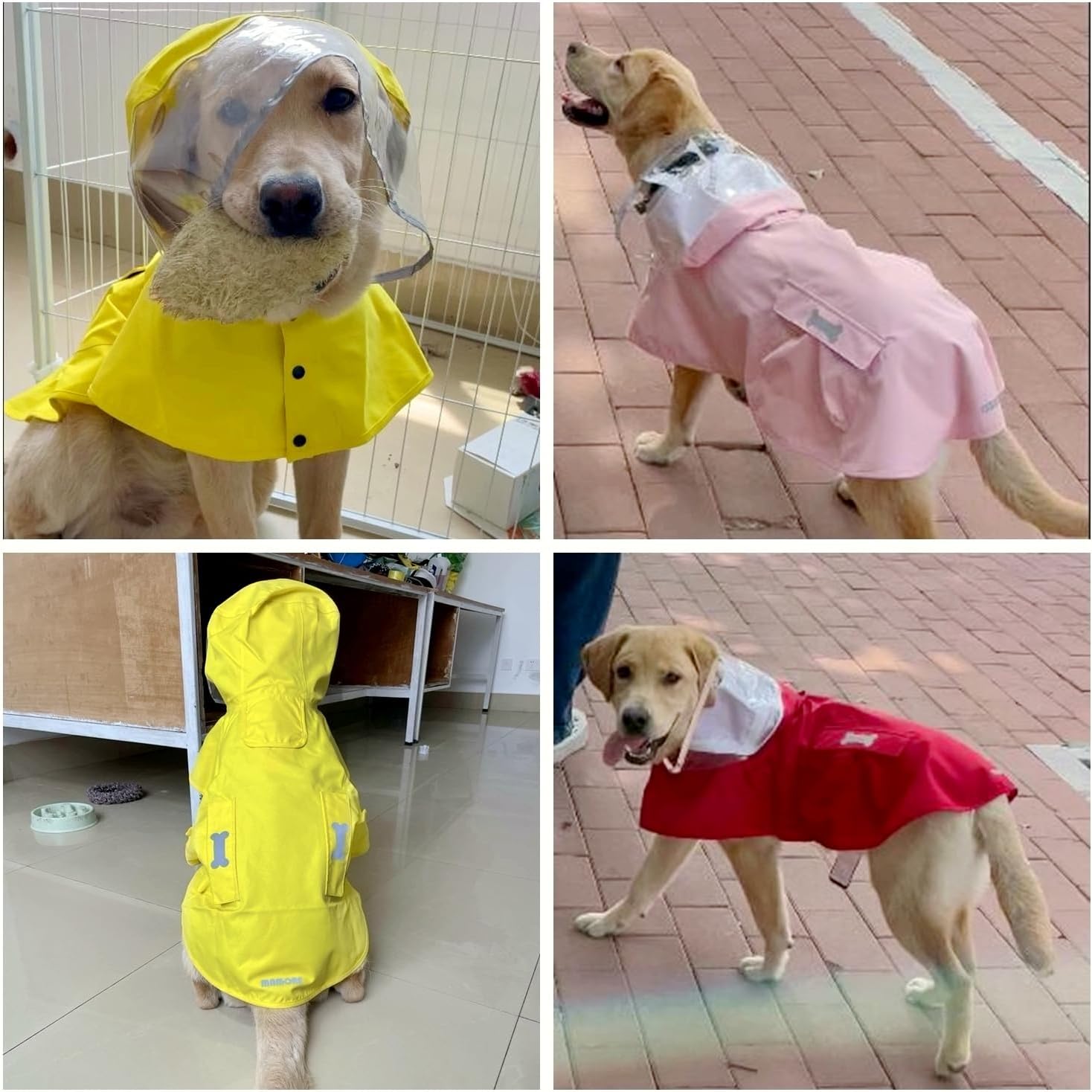 Chubasquero impermeable para perro con capucha de poncho, chaqueta de lluvia amarilla ajustable para mascotas con agujero para correa para perros