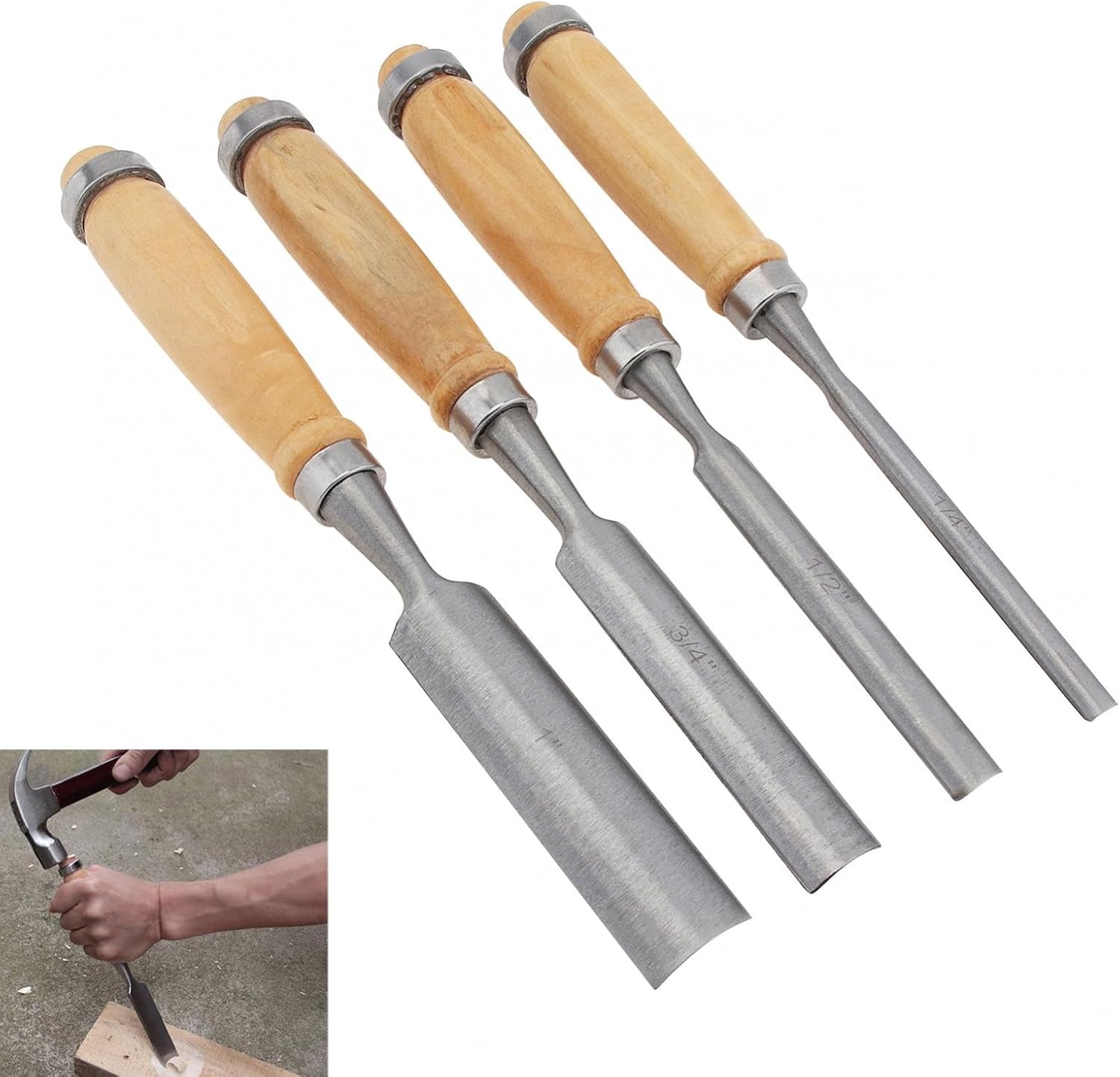 Juego de cinceles de grabado de carpintero, cincel semicircular para carpintería, cincel tallado de acero al cromo vanadio, carpintero de madera,