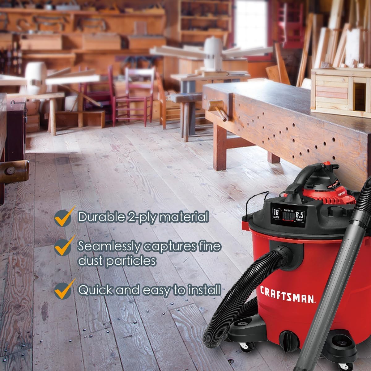 POWERTEC 75069-P2 – Paquete de 4 aspiradoras Craftsman de 16 a 20 galones, repuesto para #CMXZVBE38750