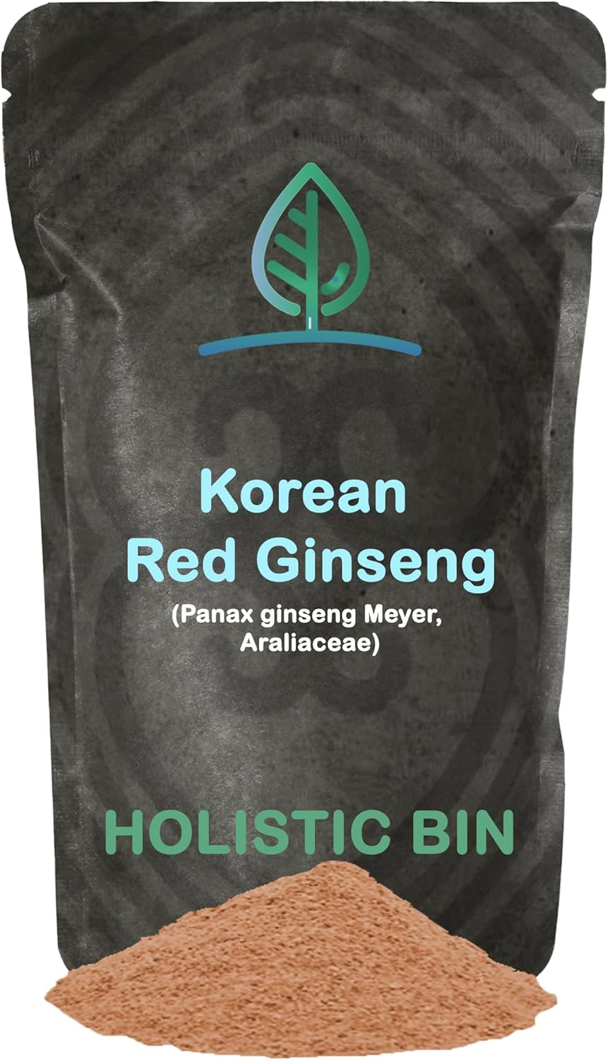 Suplemento de ginseng rojo coreano puro en polvo de Panax Ginseng  Vegano, sin gluten, sin OMG, sin rellenos, rico en ginsenósidos (1.76 oz)