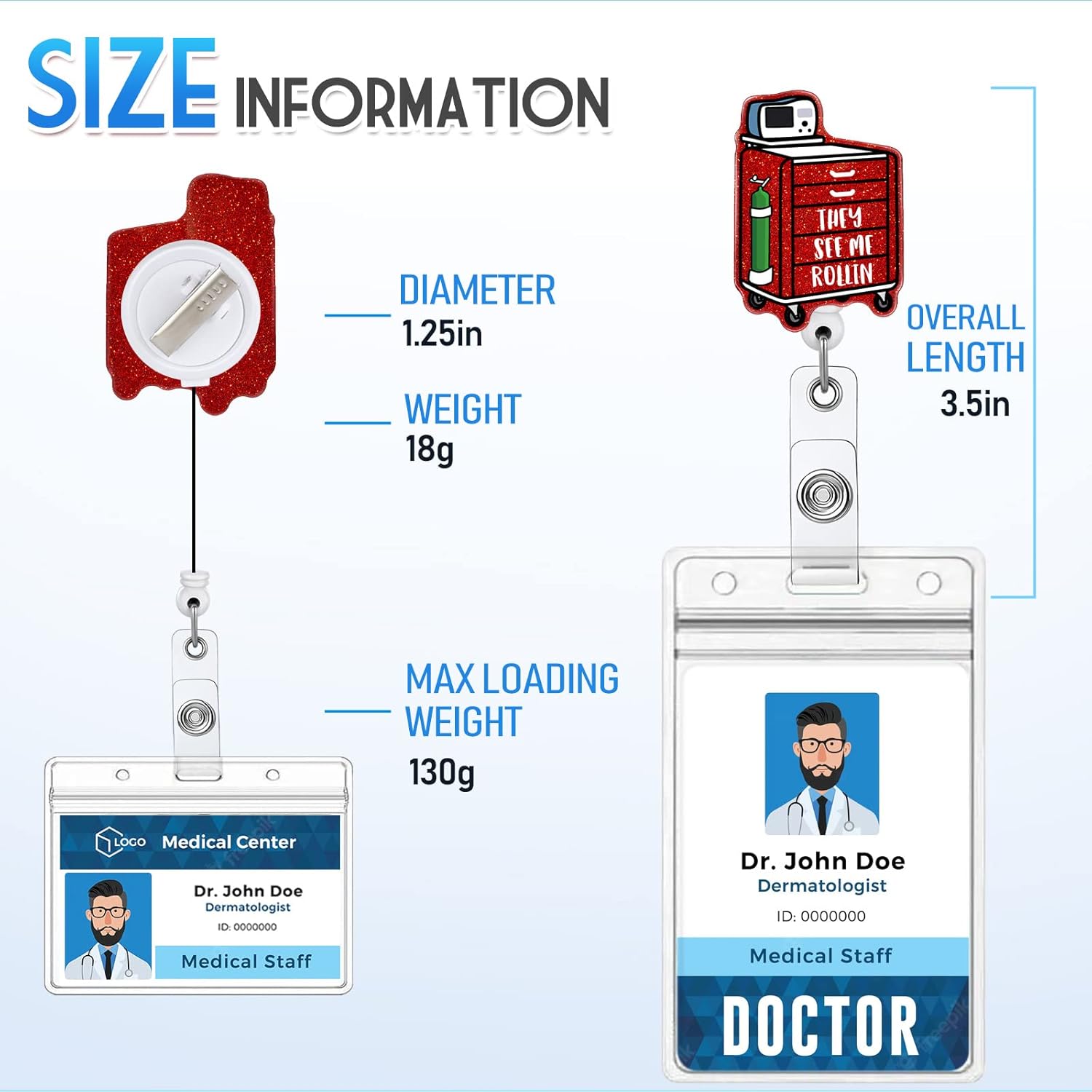 Soporte retráctil con clip de identificación para enfermera, tarjeta de identificación para enfermera, tarjeta de identificación, lindo y divertido