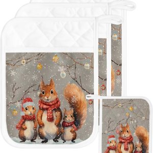 Xmas 3Pcs Pot Holders for Kitchen,Non Slip & Heat Insulation Terry Cloth Potholder Set with Pocket,Thick Hot Pad Oven Mitts Trivet Coaster for Xmas 3Pcs Pot Holders for Kitchen,Non Slip & Heat Insulation Terry Cloth Potholder Set with Pocket,Thick Hot Pad Oven Mitts Trivet Coaster for