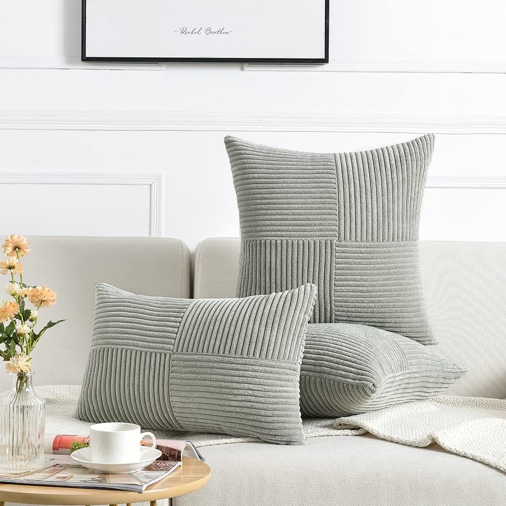 Fancy Homi Paquete de 2 fundas de almohada decorativas grises de 16 x 16 pulgadas para sala de estar, sofá, cama, sillón, rústico, bohemio,