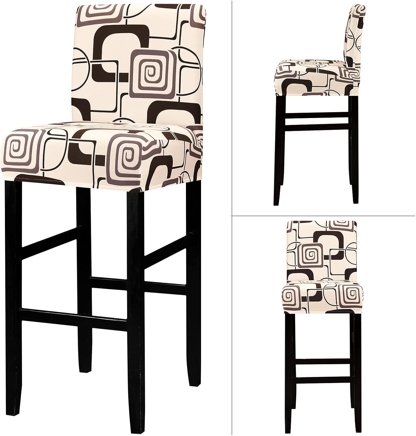 Lellen Funda para taburete de silla de bar jacquard  Paquete de 4 fundas elásticas para silla de comedor giratoria corta, sillas laterales de altura
