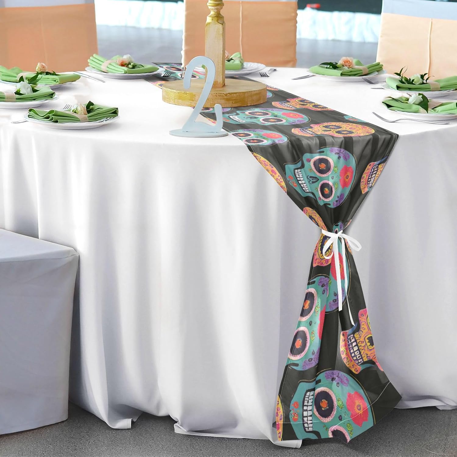 Skulls Table Runner Fall Table Runners for Desk Decor Halloween Table Runner 108 Inches Long