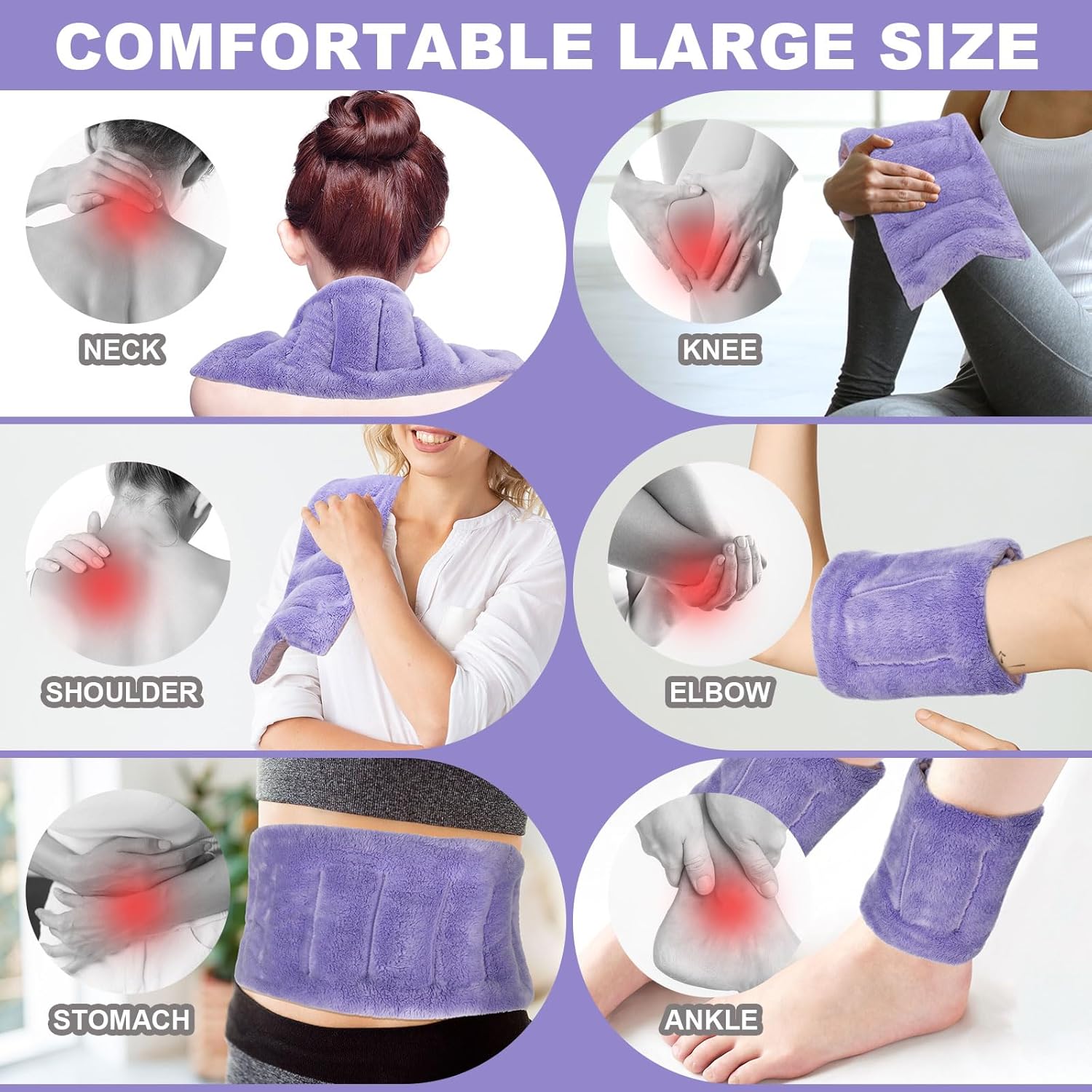 Paquete de 4 almohadillas térmicas para microondas de 7 x 18 pulgadas, almohadillas térmicas para microondas, calentadores de cuello, almohadilla