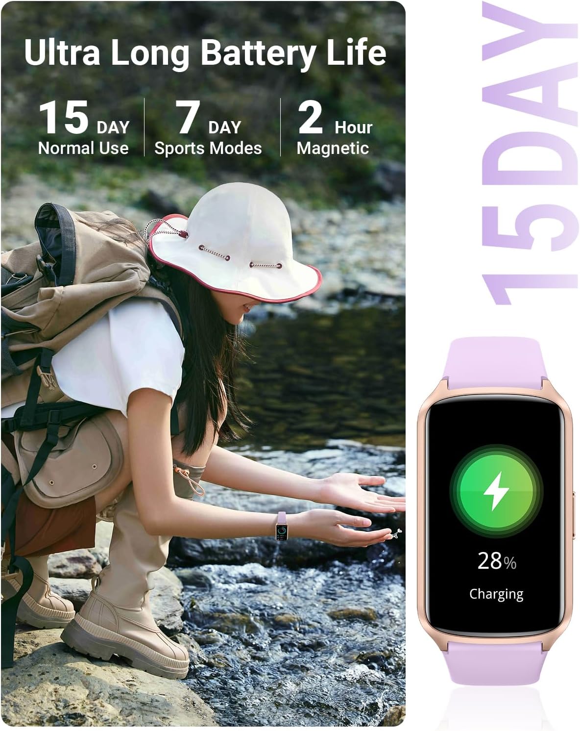 Rastreador de fitness con frecuencia cardíaca 247, oxígeno en sangre, presión arterial, rastreador de sueño, rastreador de actividad impermeable