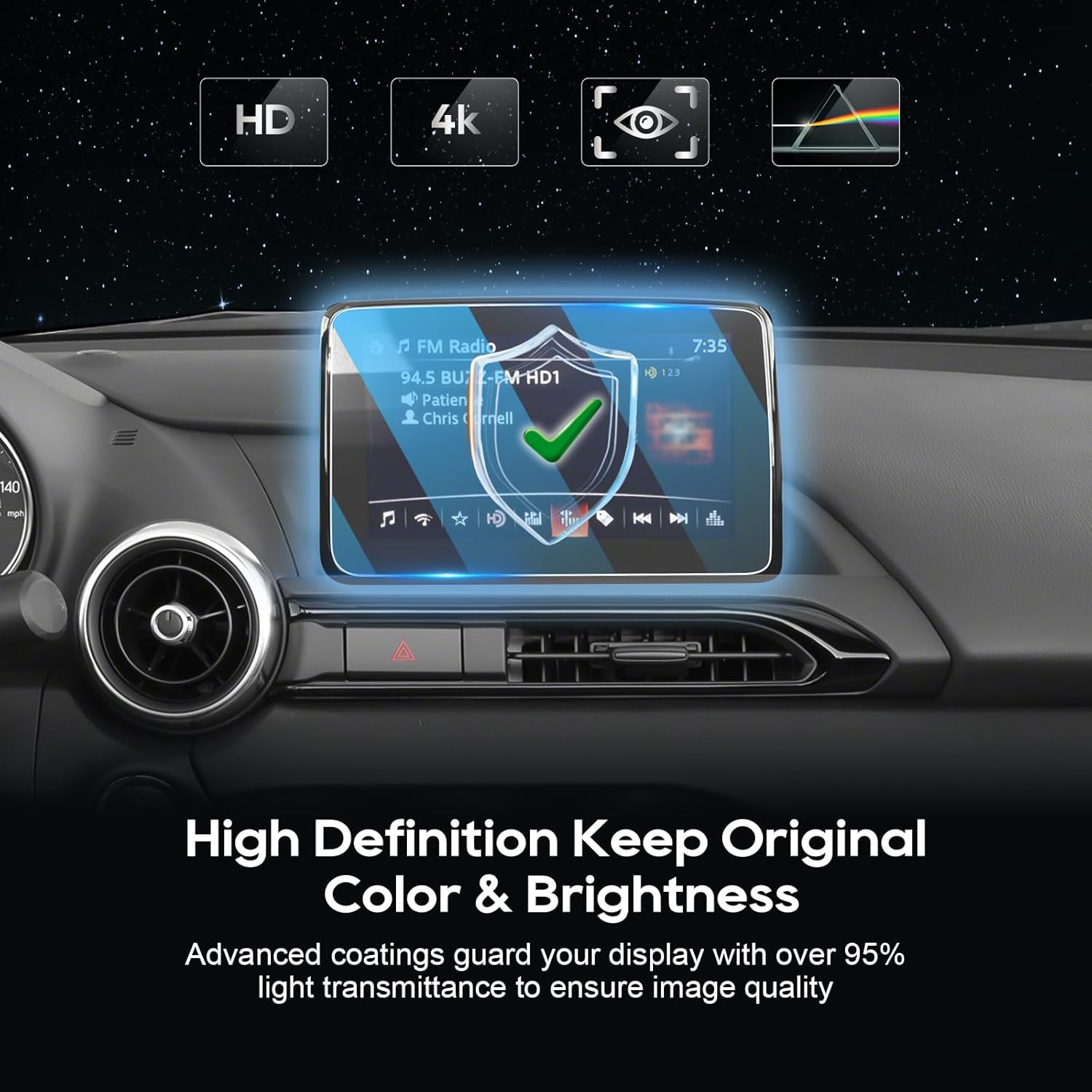 LFOTPP Protector de pantalla de navegación de 7 pulgadas para F i a t 124 Spider(2017-2020), Mazda MX-5 Miata (2016-2023), Mazda CX-3 (2016-2021),