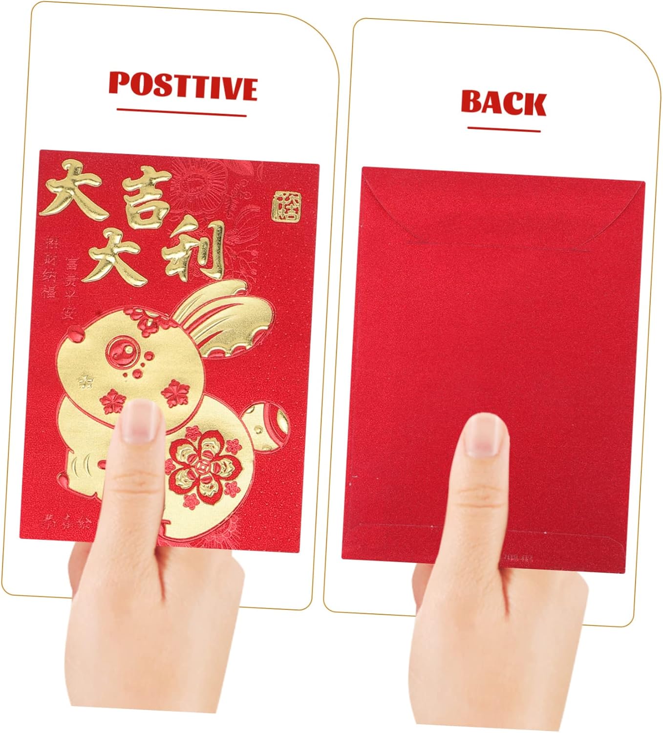 STOBOK 180 Pcs Year of The Rabbit Red Envelope Wedding Envelope Lunar Year Hong Bao Good Fortune Envelope Chinese Hongbao Rabbit Year Envelope