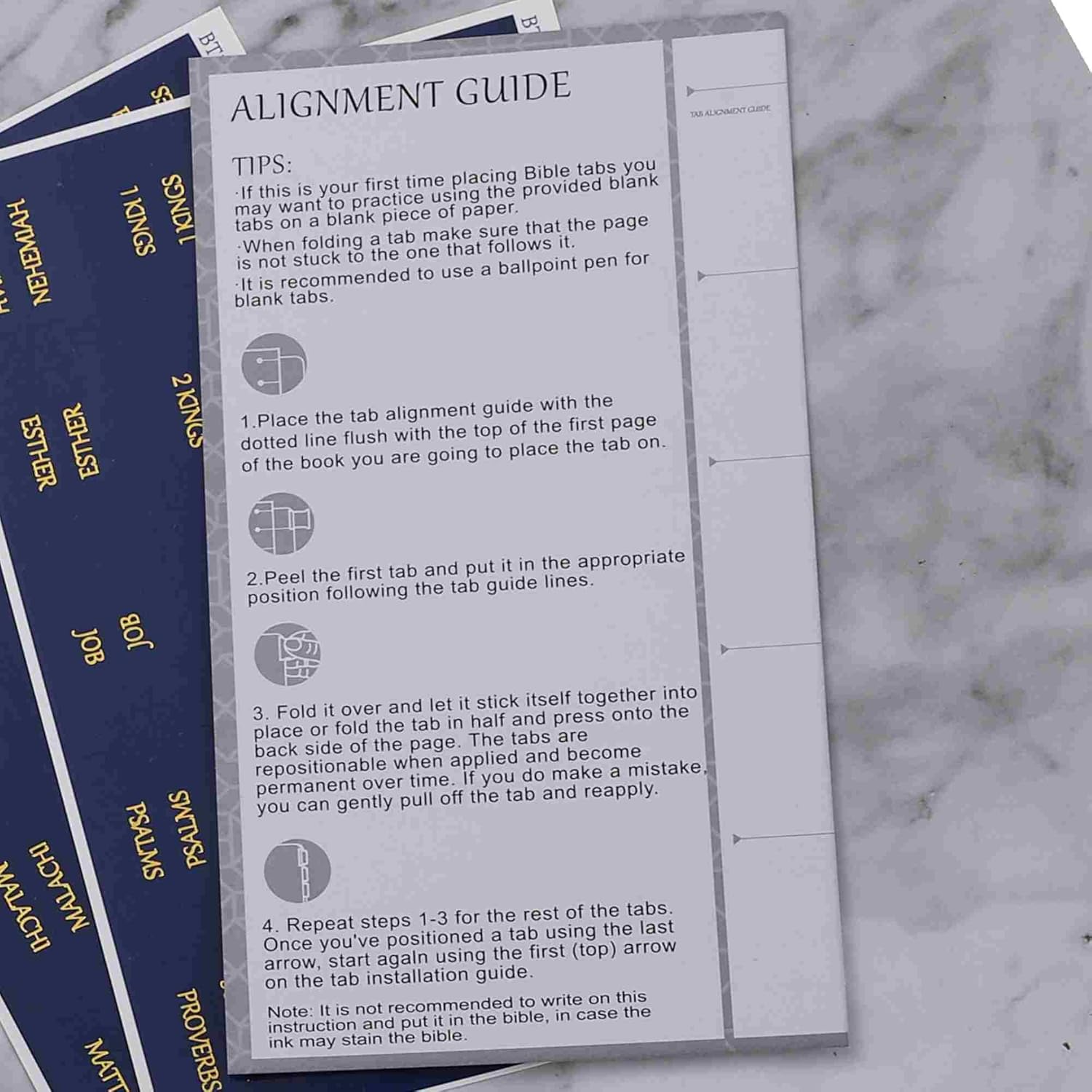 Pestañas laminadas para la Biblia, calcomanías de impresión grande de reposicionamiento, pestañas bíblicas fáciles de leer y aplicar para mujeres y