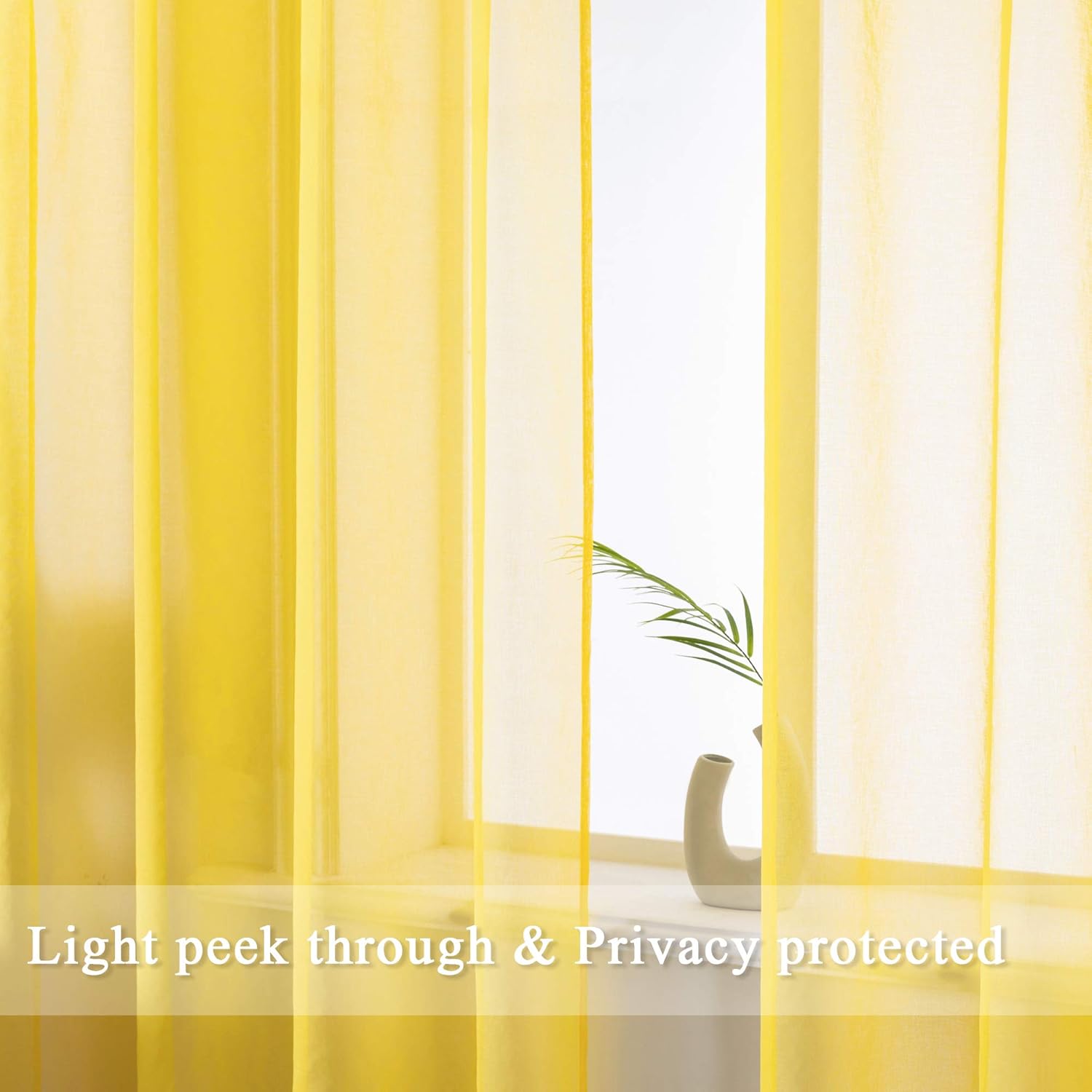 DUALIFE – Cortinas transparentes de 54pulgadas de largo, paneles de privacidad de gasa para ventanas, cortinas de lino semitransparentes para