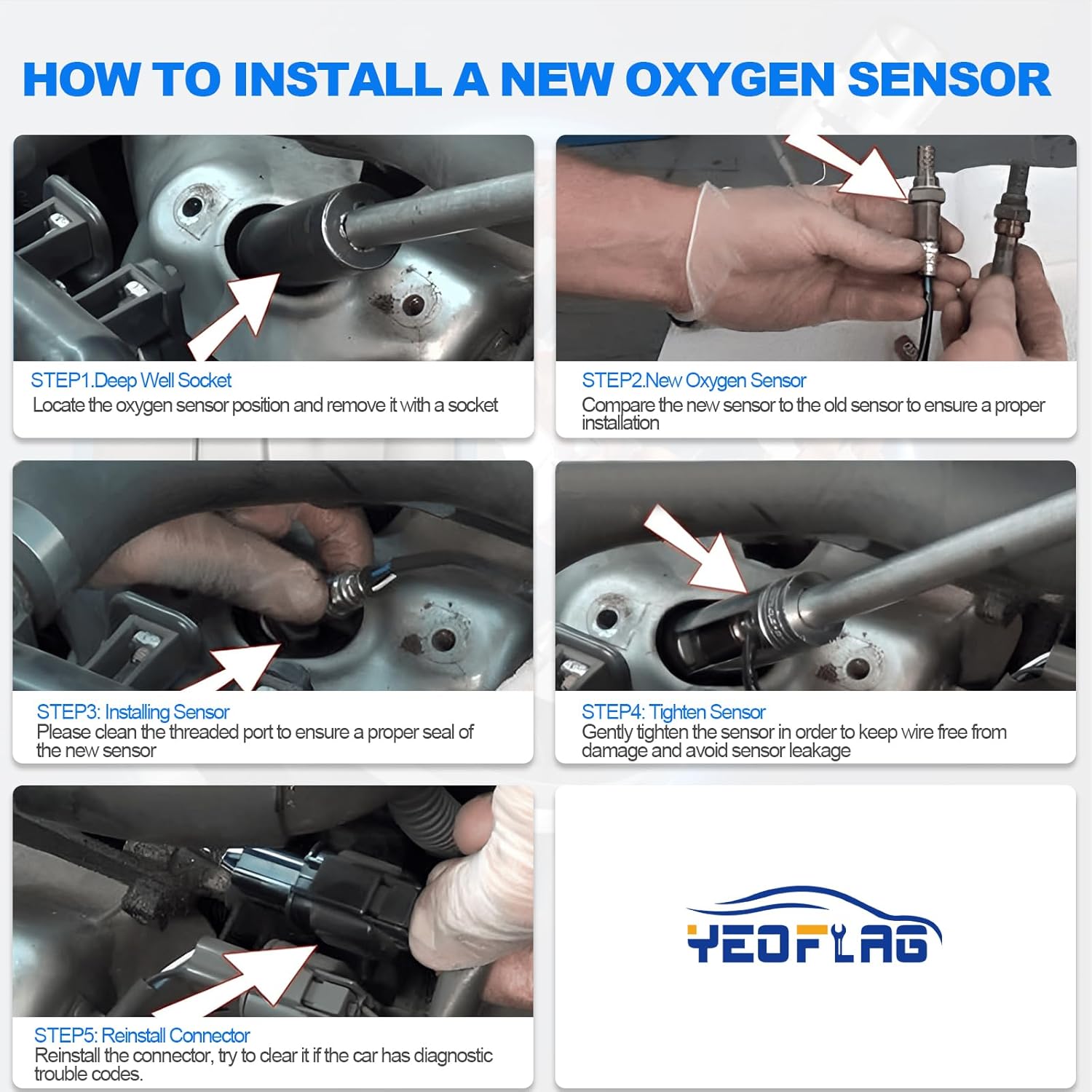 Yeoflagtrade Sensor de oxígeno O2 15716 15717 15718 15719 aguas arriba aguas abajo compatible con Ford Contour E-250 Van E-350 Super Duty E-450