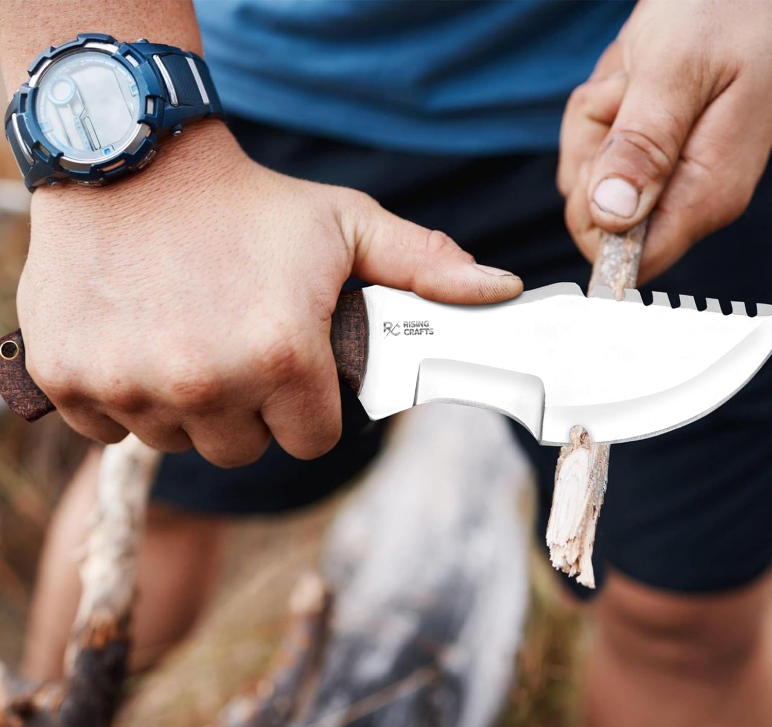 Cuchillo rastreador D2 hecho a mano con funda de transporte horizontal, hoja fija, supervivencia, táctica, espiga completa, caza, bushcraft,