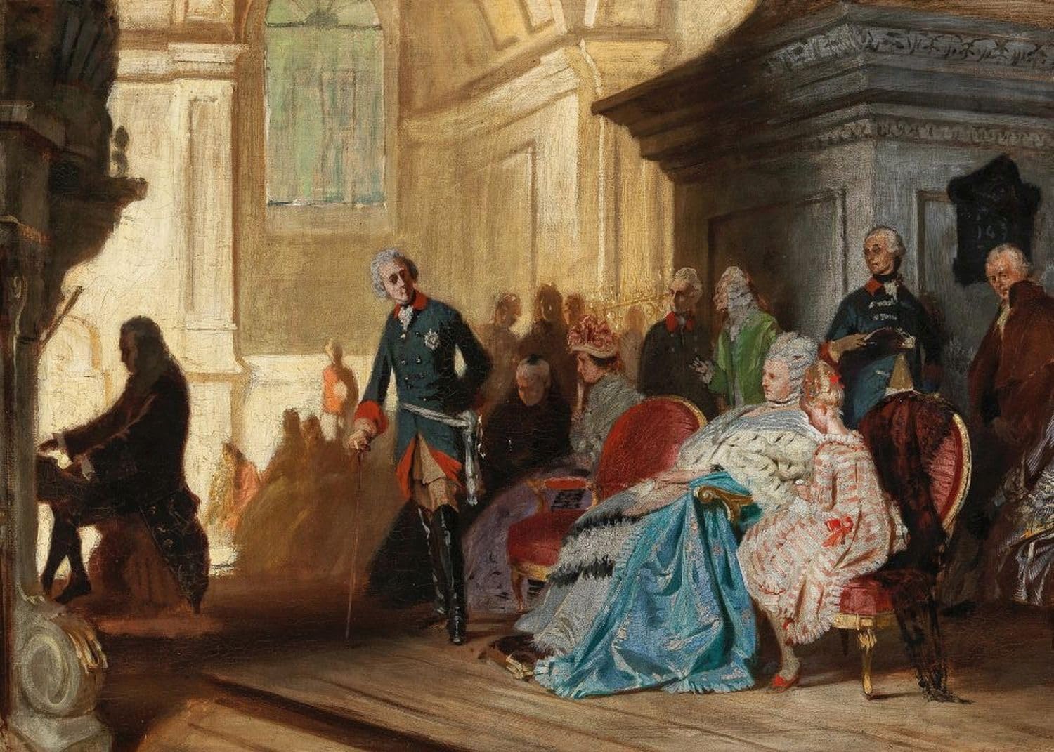 1000 piezas – Pintura del museo – Rompecabezas – Johann Sebastian Bach en el órgano, Sanssouci, Federico el Grande y la familia real el 7 de mayo de