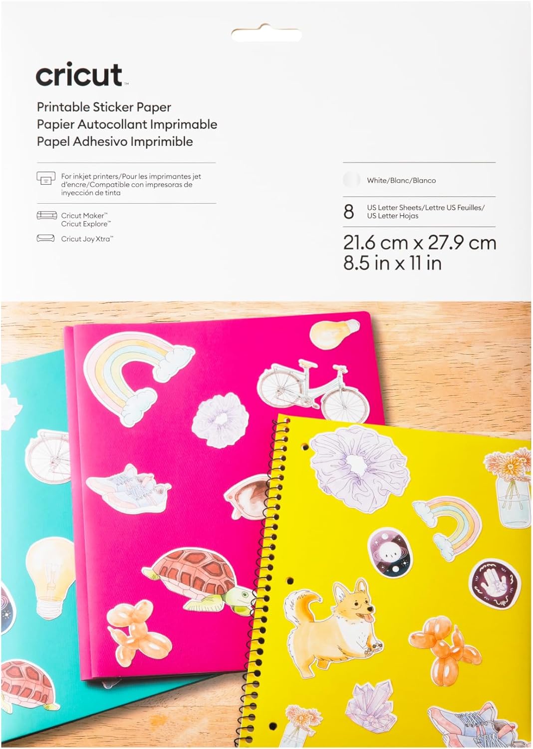 Cricut Papel adhesivo imprimible, tamaño carta de Estados Unidos, (8.5 x 11 pulgadas), papel adhesivo para impresora, compatible con Cricut Maker,