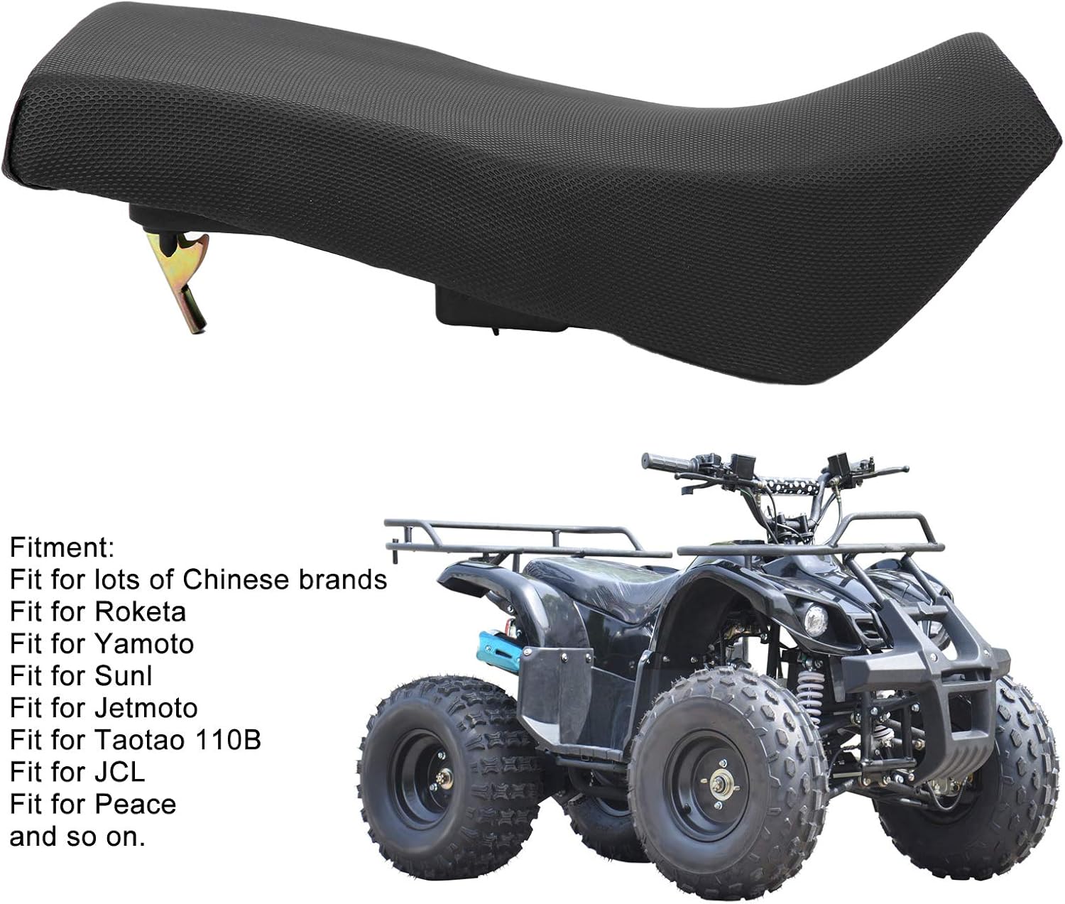 Asiento ATV, almohadilla de montaje de asiento cuádruple, esponja suave incorporada, universal para motocicleta de 4 ruedas de 110-125 CC