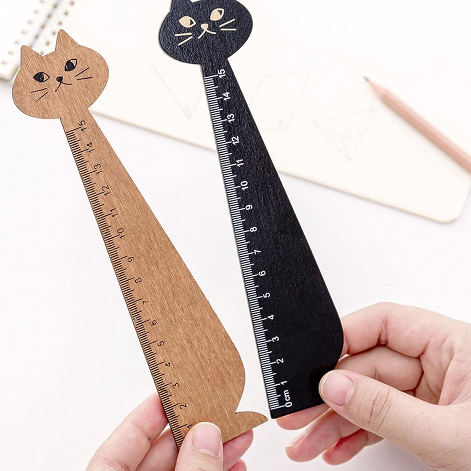 Regla de dibujo de gato lindo regla de medición de madera herramienta de medición papelería regalo para estudiantes
