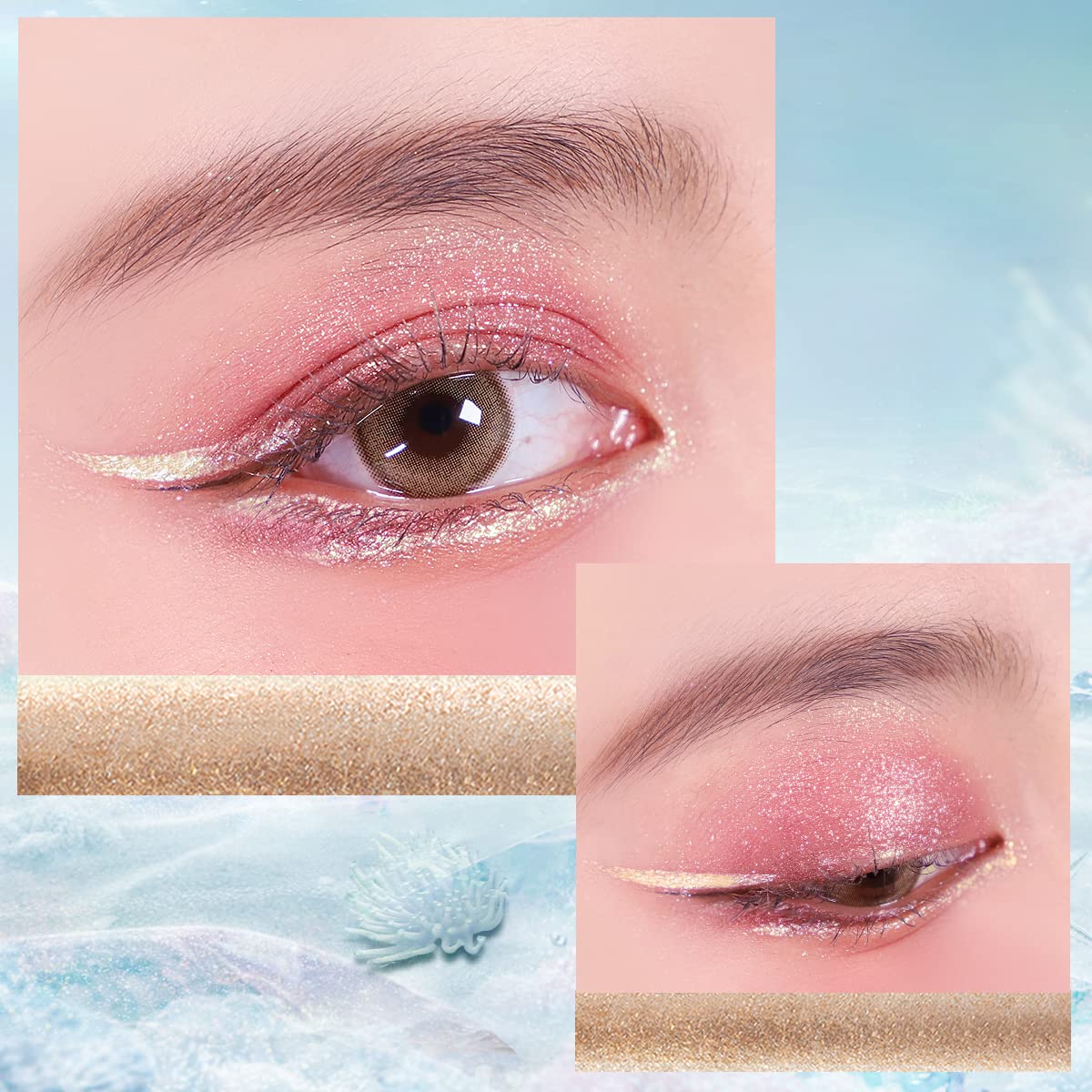 Catkin Sombra de ojos líquida con purpurina, acabado multidimensional de alta pigmentación con cobertura metálica de un solo paso, maquillaje