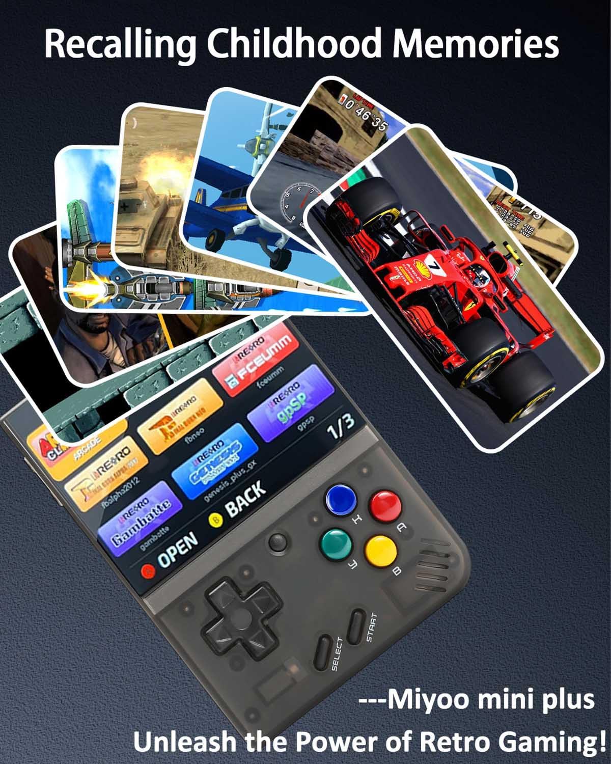 Miyoo Mini Plus, consola de juegos de mano retro con tarjeta TF de 64G, compatible con más de 10000 juegos, emulador de consola de juegos portátil