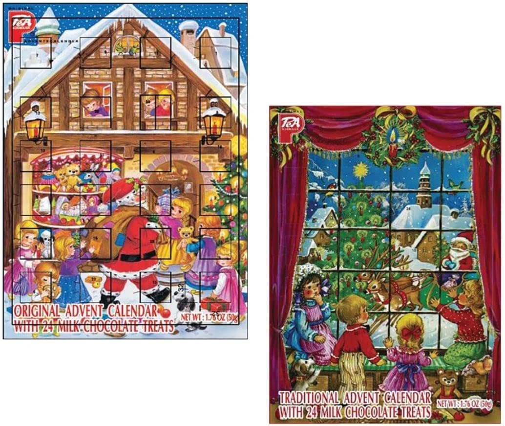 Juego de 2 calendario de Adviento de Navidad de 24 piezas de chocolate calendario de cuenta regresiva