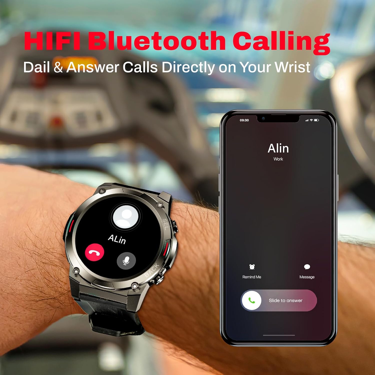 KACLUT Reloj inteligente, pantalla AMOLED de 1.43 pulgadas, batería de más de 70 días, más de 100 modos deportivos, reloj inteligente militar