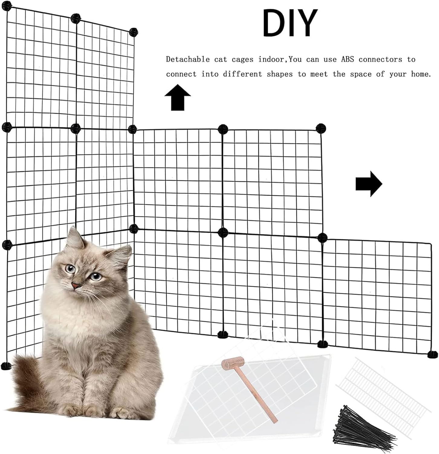 MUYG Jaula de metal de 2 niveles para gatos, jaulas desmontables para gatos, corralito portátil extraíble plegable para gatos pequeños y medianos