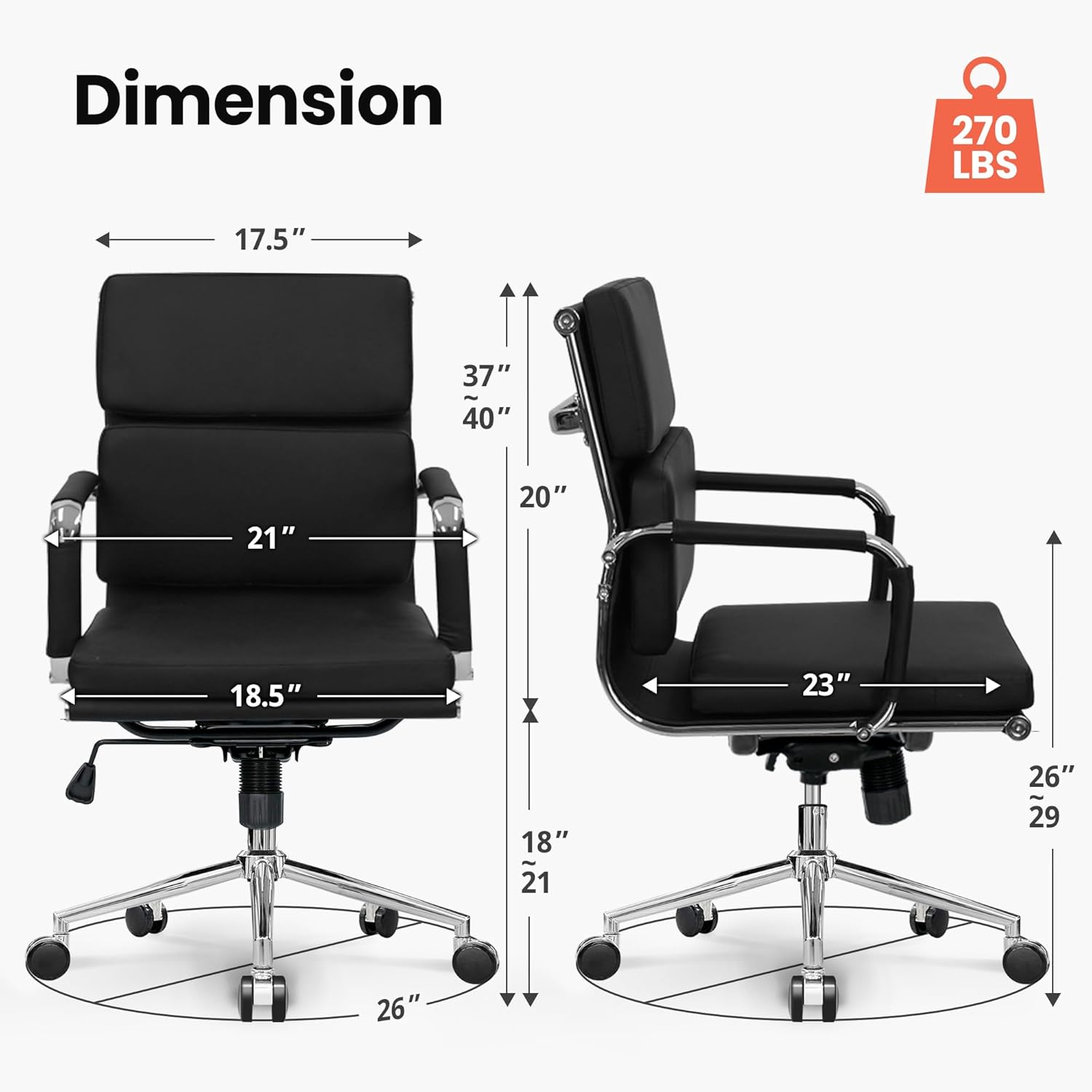 NEO CHAIR Escritorio de oficina en casa Silla ejecutiva moderna de piel sintética, reposabrazos para conferencias, silla de tareas acolchada,