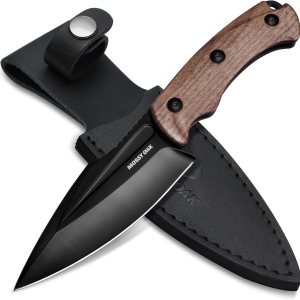Mossy Oak Cuchillo de hoja fija de 8.5″ con funda de cuero-mango de madera Mossy Oak Cuchillo de hoja fija de 8.5″ con funda de cuero-mango de madera