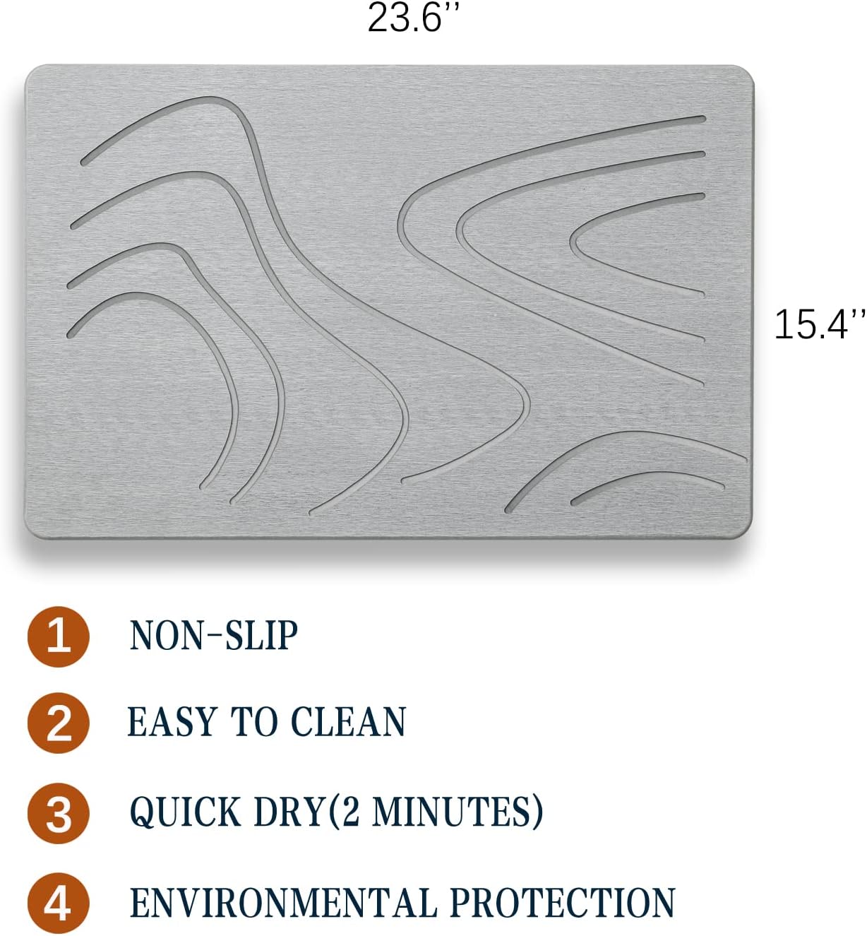 Layameis Tapete de baño de piedra, tapete de ducha de tierra de diatomeas, tapete de secado rápido para baño, antideslizante, súper absorbente, de