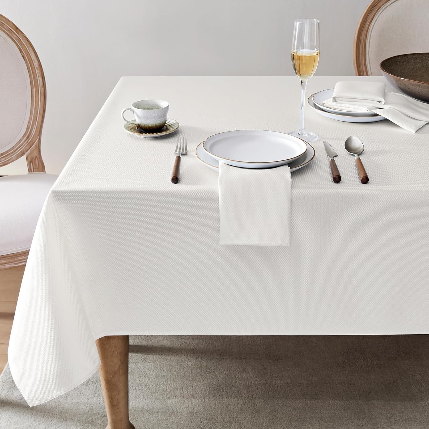Softalker Mantel rectangular de jacquard, manteles minimalistas con textura brillante, tela resistente al agua, antiarrugas, lavable, para cenas,