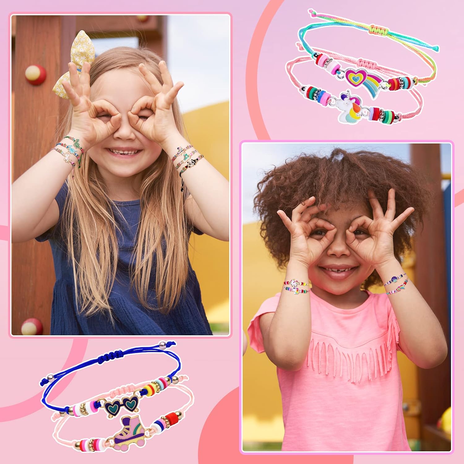 Lorfancy 24 pulseras para niños y niñas, joyería para mujer, unicornio, animal, amistad, colgante para adolescentes y bebés, linda pulsera tejida