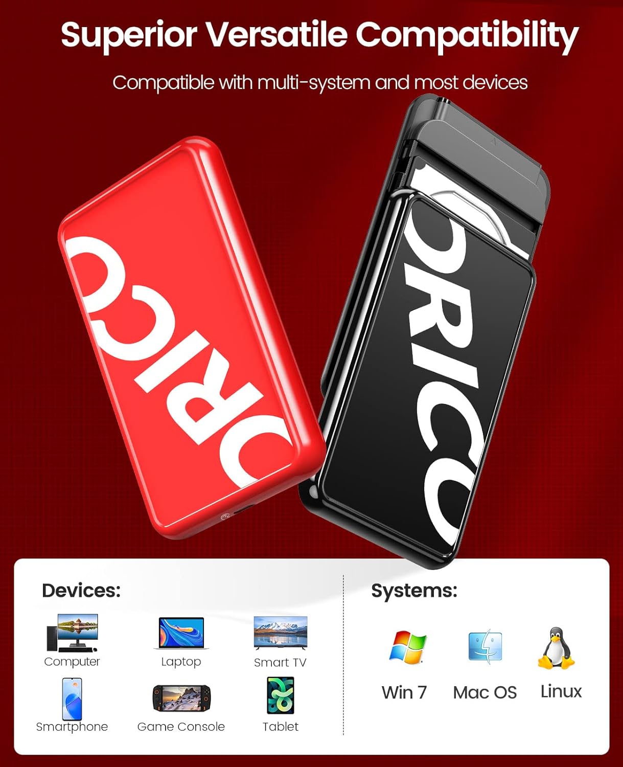 ORICO Moderno gabinete de disco duro USB C USB 3.1 Gen 1 a SATA III 6Gbps UASP Caja de disco duro externo para todos los discos duros SATA SSD HDD