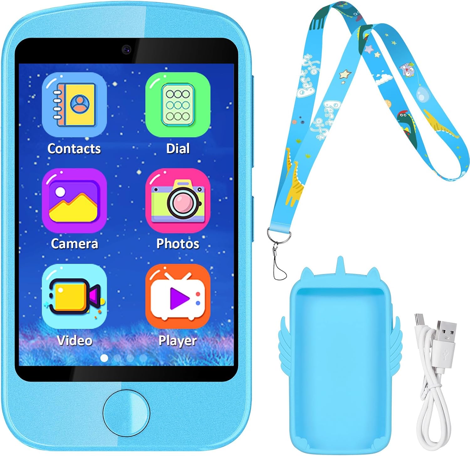 Teléfono inteligente para juguetes de niños, teléfono de juguete con pantalla táctil para niñas y niños, teléfono para niños con juegos, juguetes de