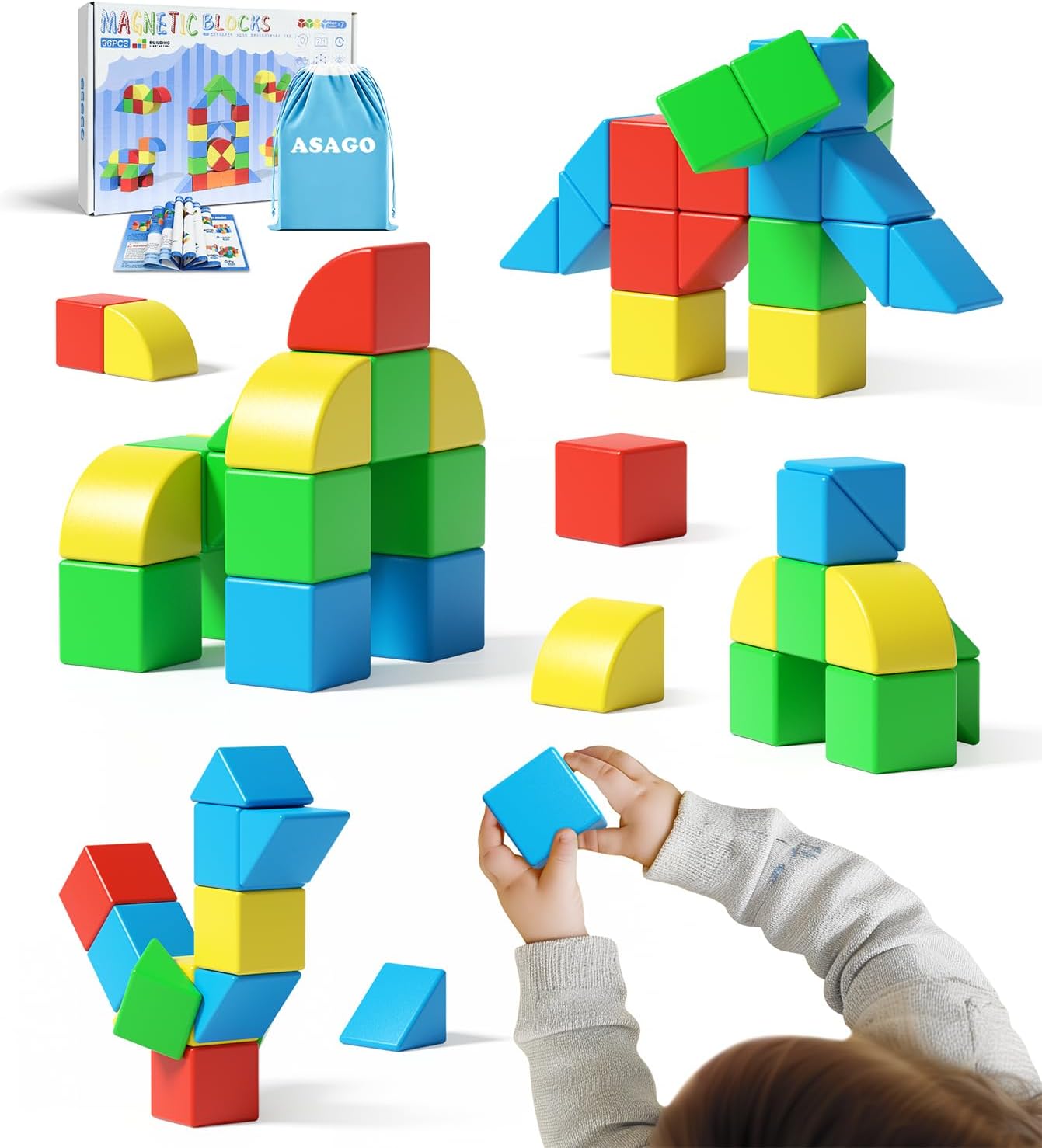 Bloques magnéticos para niños pequeños, juguetes de construcción creativos, bloques sensoriales coloridos apilables con imán, juego de cubos de