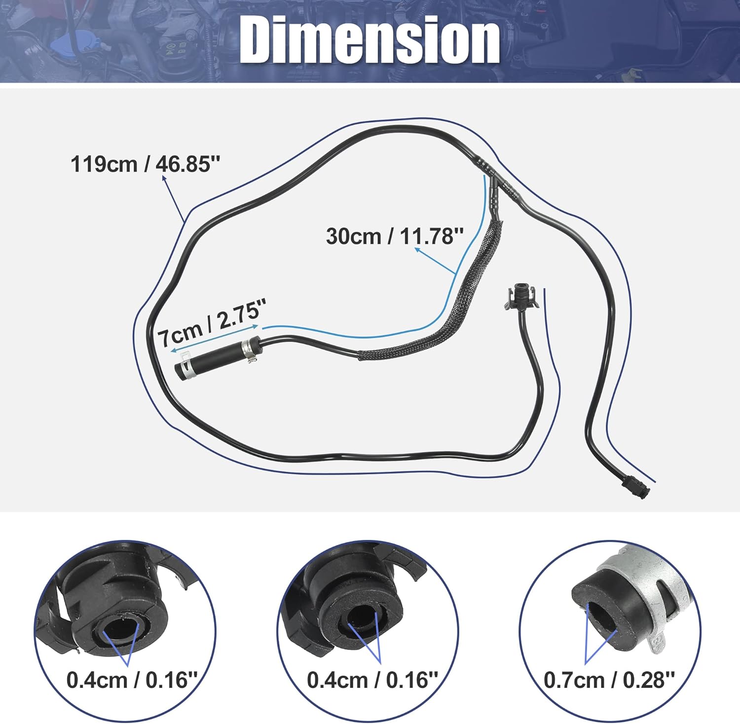 X AUTOHAUX Manguera de desbordamiento de refrigerante del motor Manguera de tanque de expansión para Ford Focus 2.0L L4 2012-2018 Manguera de