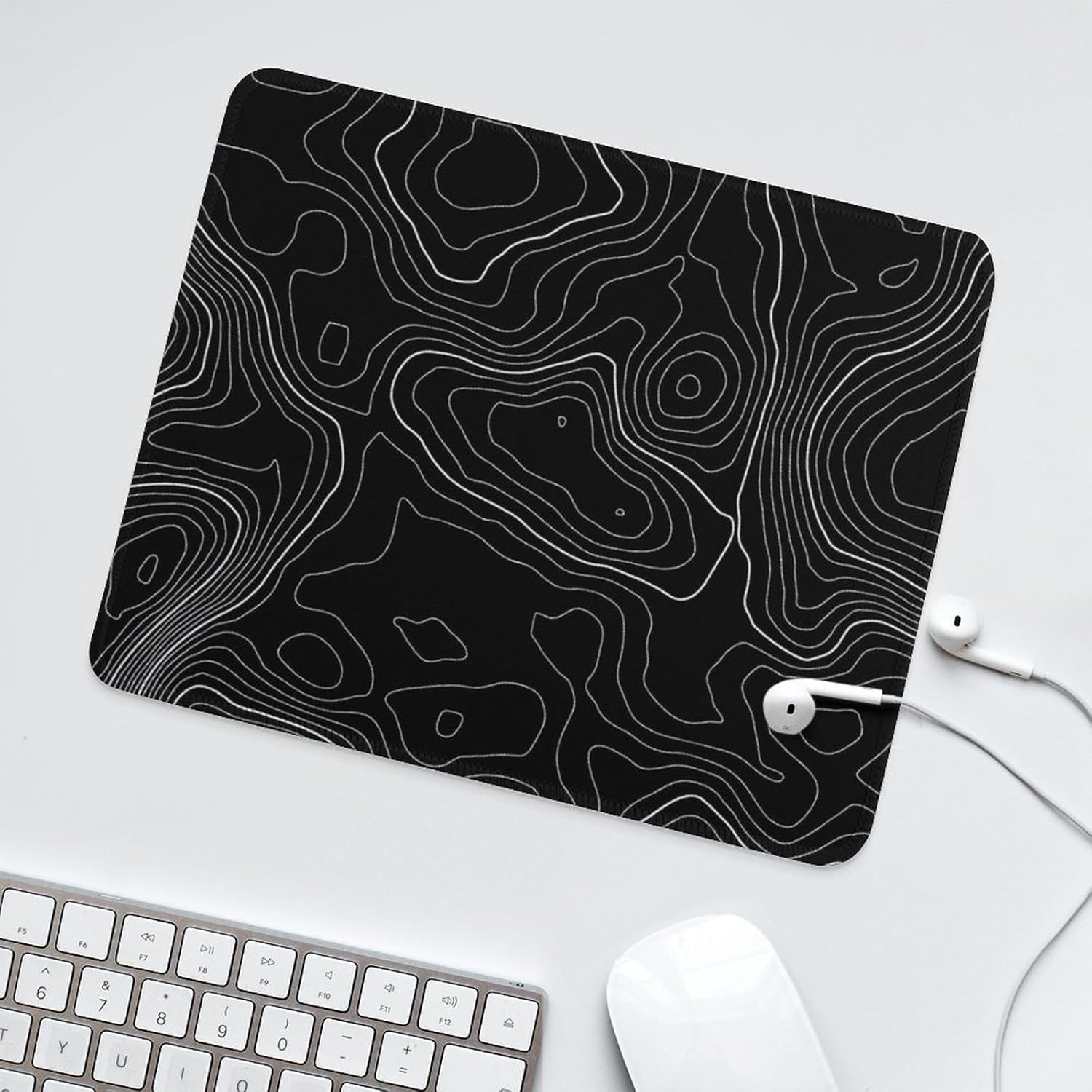 Topographic – Alfombrilla de mouse cuadrada de contorno para escritorio, alfombrilla de mouse pequeña con base de goma antideslizante, alfombrilla