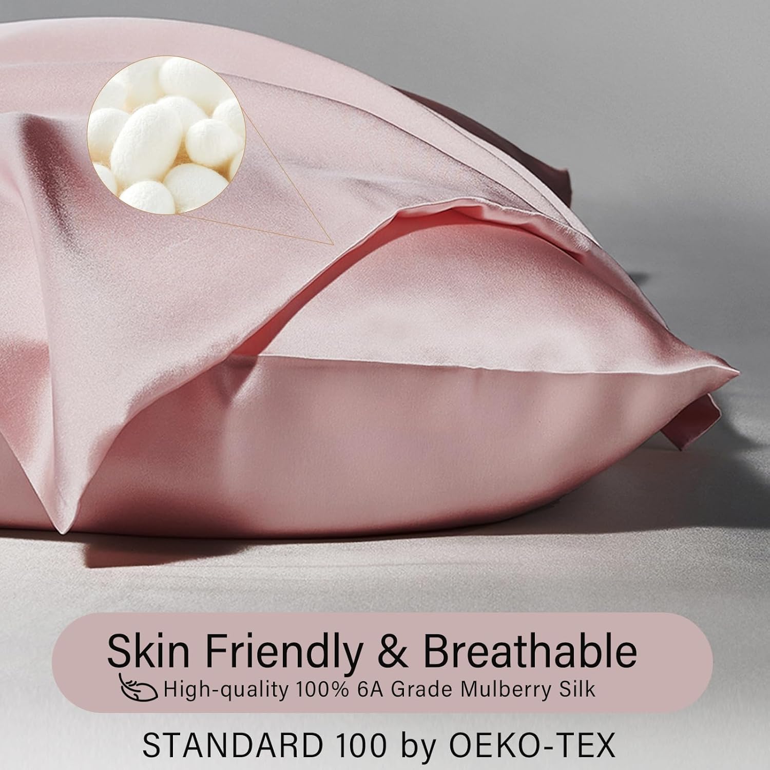 Astarmark Funda de almohada de seda de morera 6A 100% pura, suave, cómoda, saludable, de doble cara para piel y cabello (19 mommes, cremallera