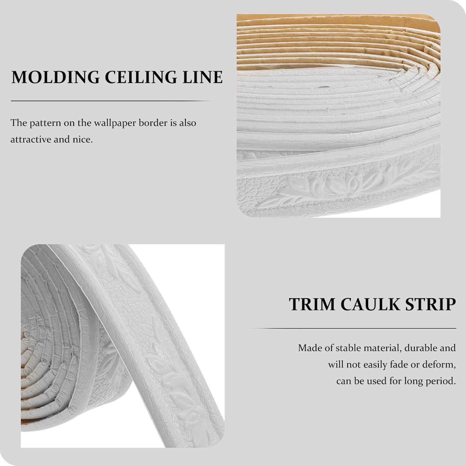 iplusmile 2 piezas de molduras de pared para despegar y pegar, autoadhesivas, bordes de pared 3D, zócalo de espuma flexible para techo para espejo,
