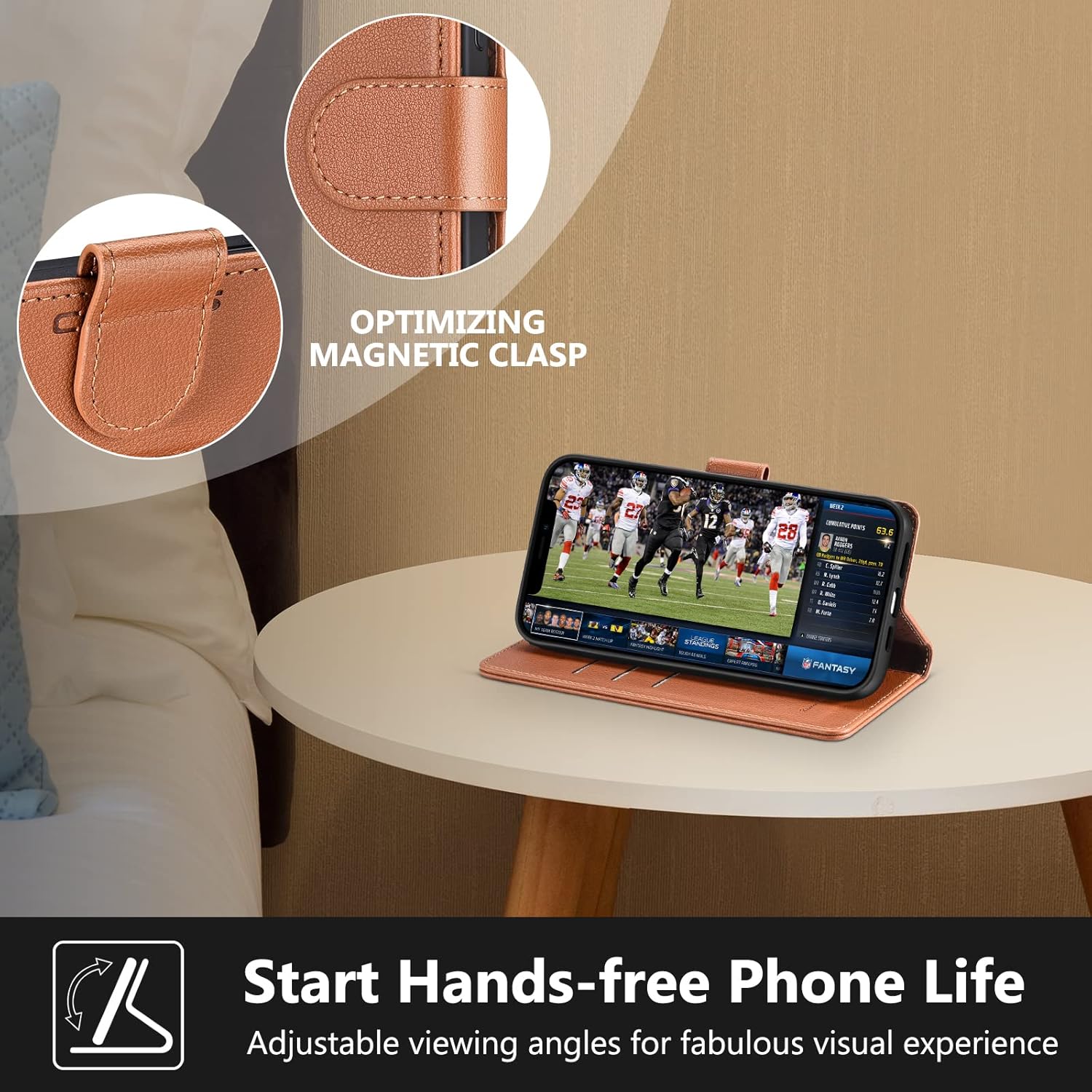 CORCUS Funda tipo cartera para iPhone 13 Pro Max de 6.7 pulgadas, duradera con bloqueo RFID, tarjetero, función atril, cierre magnético, de piel