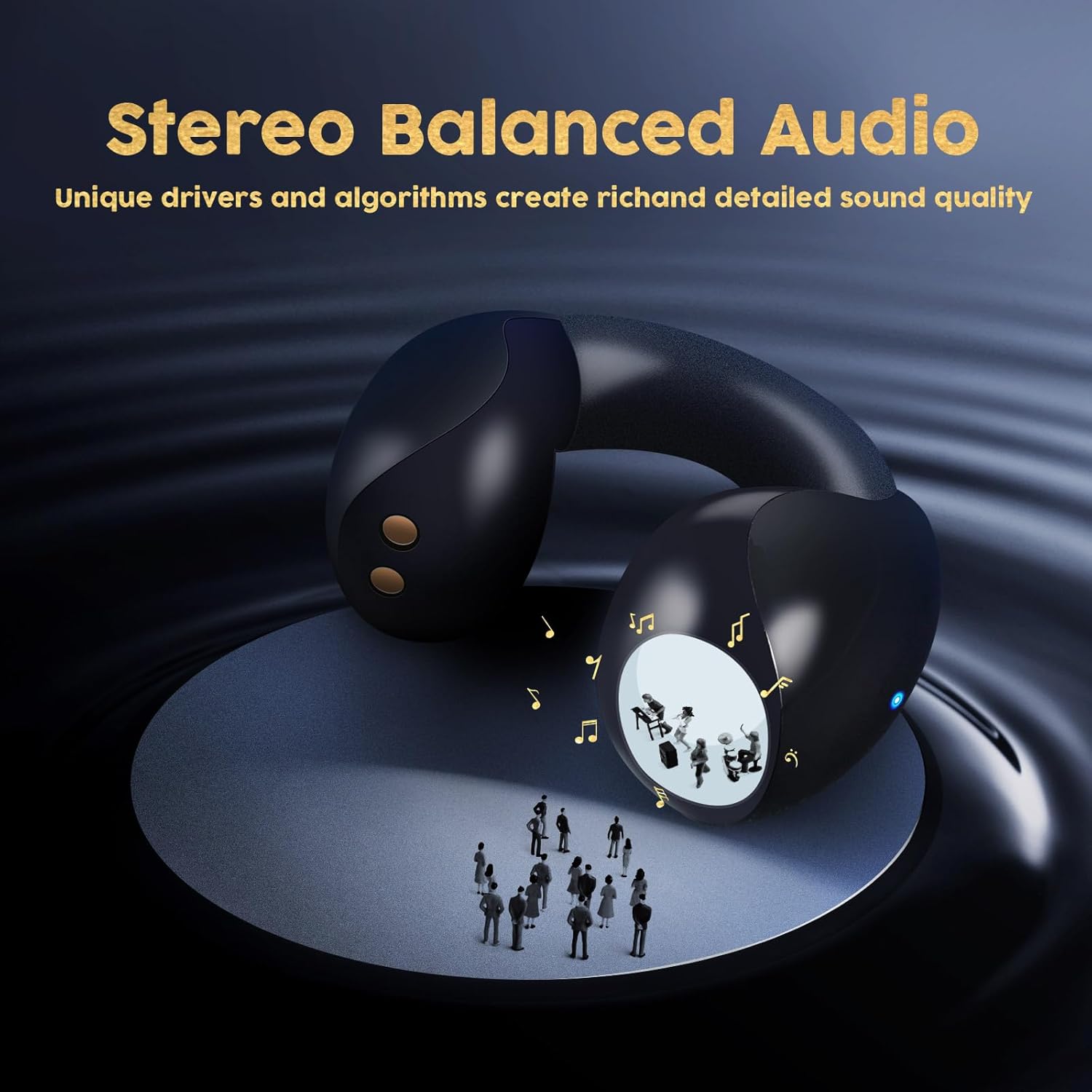 Wigfar Auriculares inalámbricos Bluetooth con clip para el oído, resistentes al sudor, carga rápida, tiempo de reproducción de 24 horas, auriculares